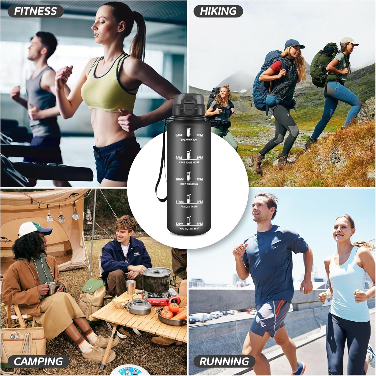 imageGourde 15L Sport Filtrante AntiFuite Motivation avec Slogan Camping et Randonne Facile Nettoyer Fitness Extrieur Running JauneRoseNoir