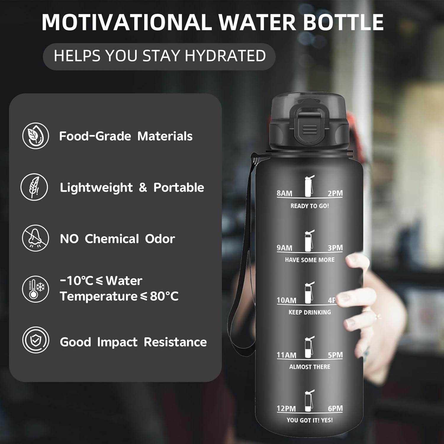 imageGourde 15L Sport Filtrante AntiFuite Motivation avec Slogan Camping et Randonne Facile Nettoyer Fitness Extrieur Running JauneRoseNoir