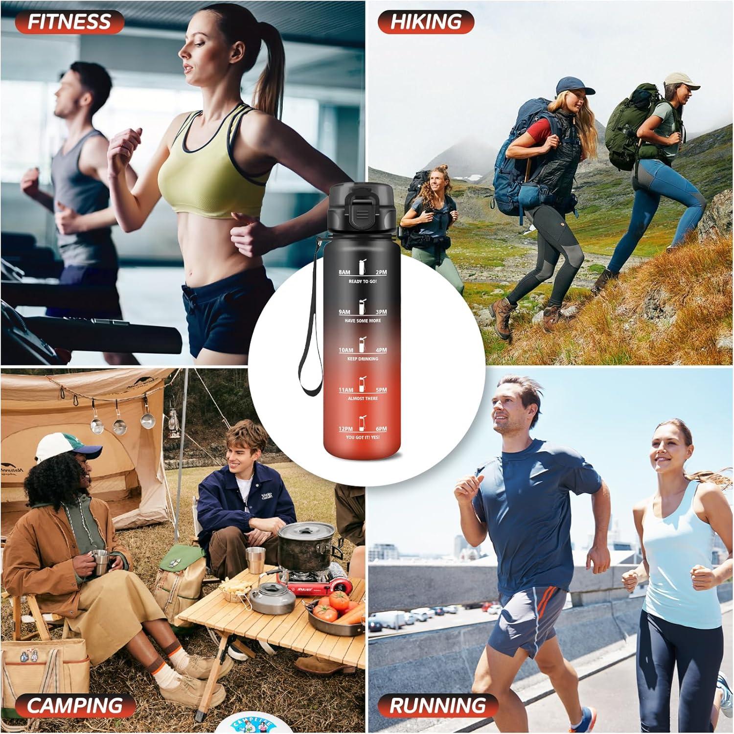 imageGourde 15L Sport Filtrante AntiFuite Motivation avec Slogan Camping et Randonne Facile Nettoyer Fitness Extrieur Running JauneRoseNoirrouge