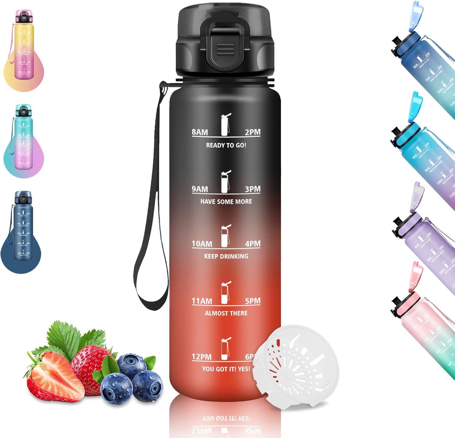 imageGourde 15L Sport Filtrante AntiFuite Motivation avec Slogan Camping et Randonne Facile Nettoyer Fitness Extrieur Running JauneRoseNoirrouge