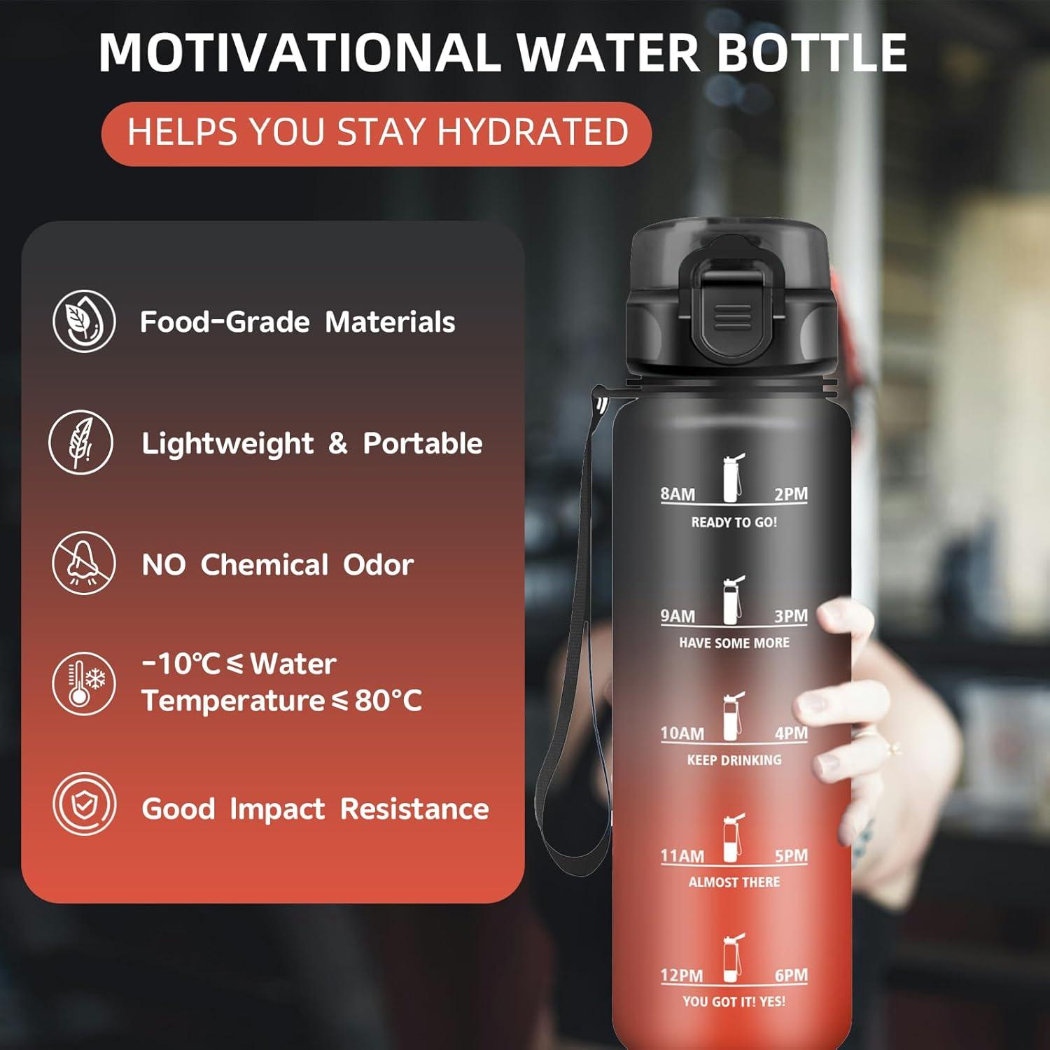 imageGourde 15L Sport Filtrante AntiFuite Motivation avec Slogan Camping et Randonne Facile Nettoyer Fitness Extrieur Running JauneRoseNoirrouge