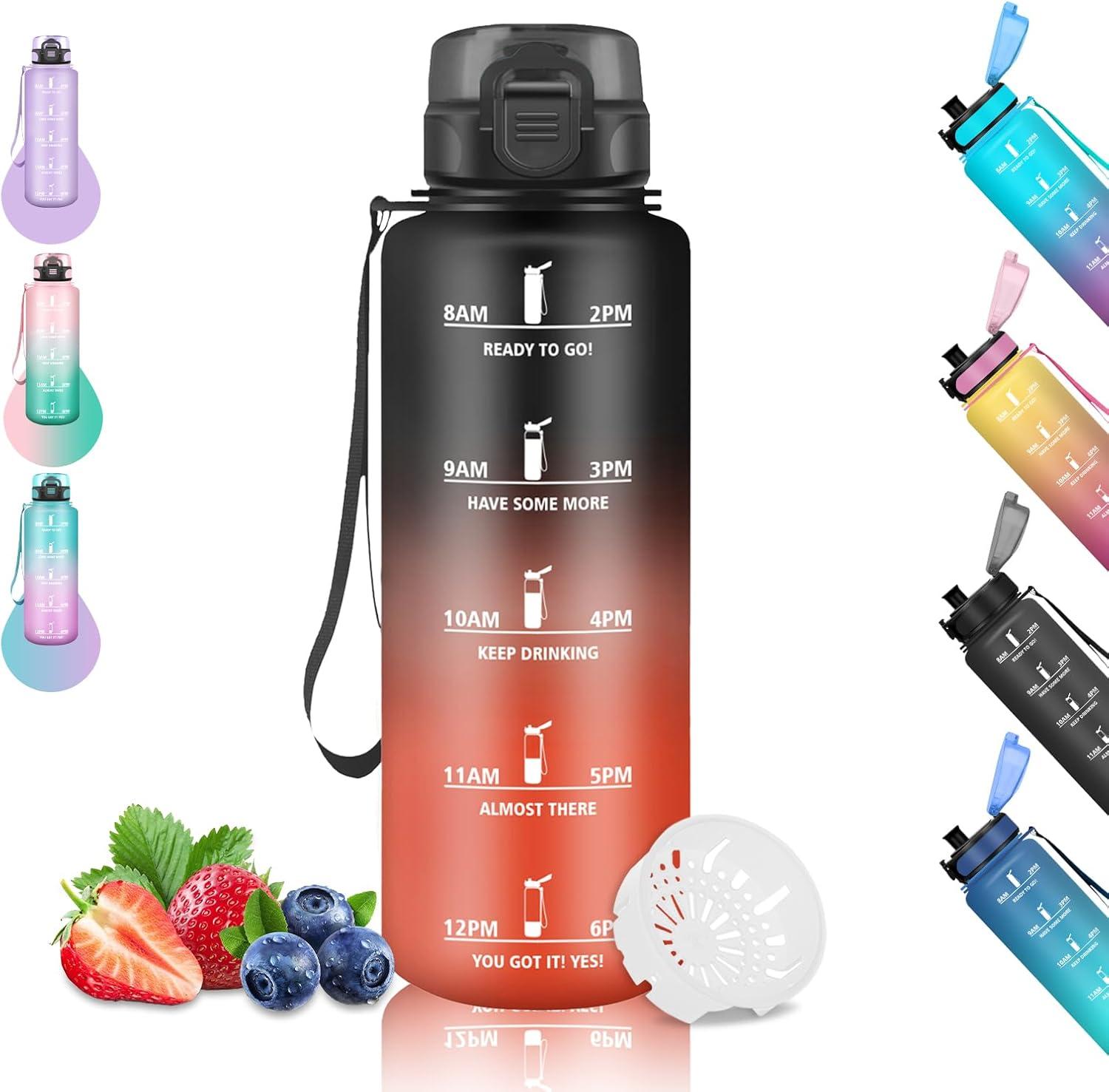 imageGourde 15L Sport Filtrante AntiFuite Motivation avec Slogan Camping et Randonne Facile Nettoyer Fitness Extrieur Running JauneRoseNoirrouge