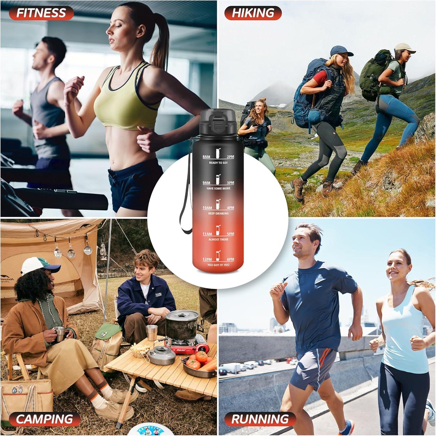 imageGourde 15L Sport Filtrante AntiFuite Motivation avec Slogan Camping et Randonne Facile Nettoyer Fitness Extrieur Running JauneRoseNoirrouge