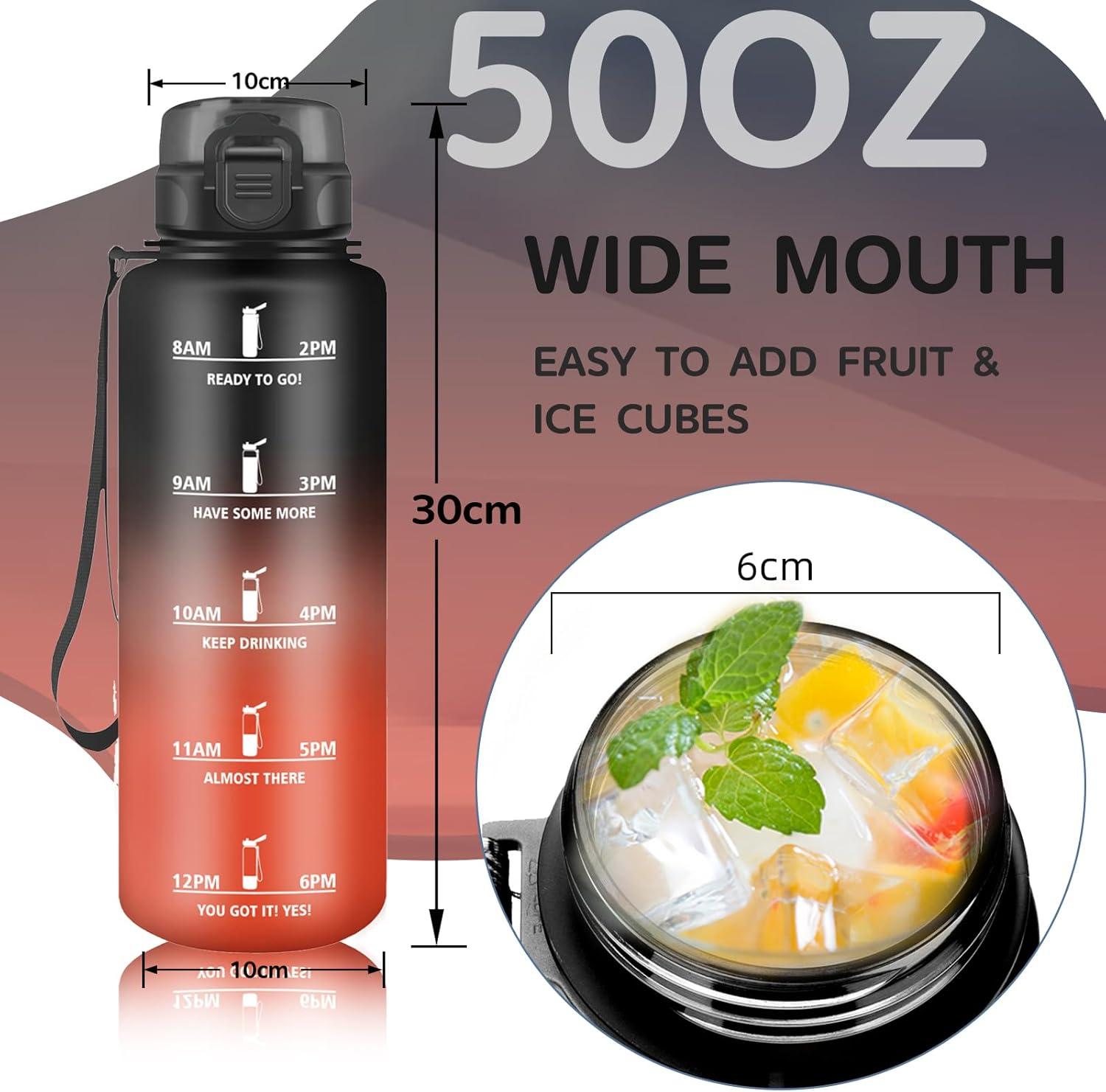 imageGourde 15L Sport Filtrante AntiFuite Motivation avec Slogan Camping et Randonne Facile Nettoyer Fitness Extrieur Running JauneRoseNoirrouge