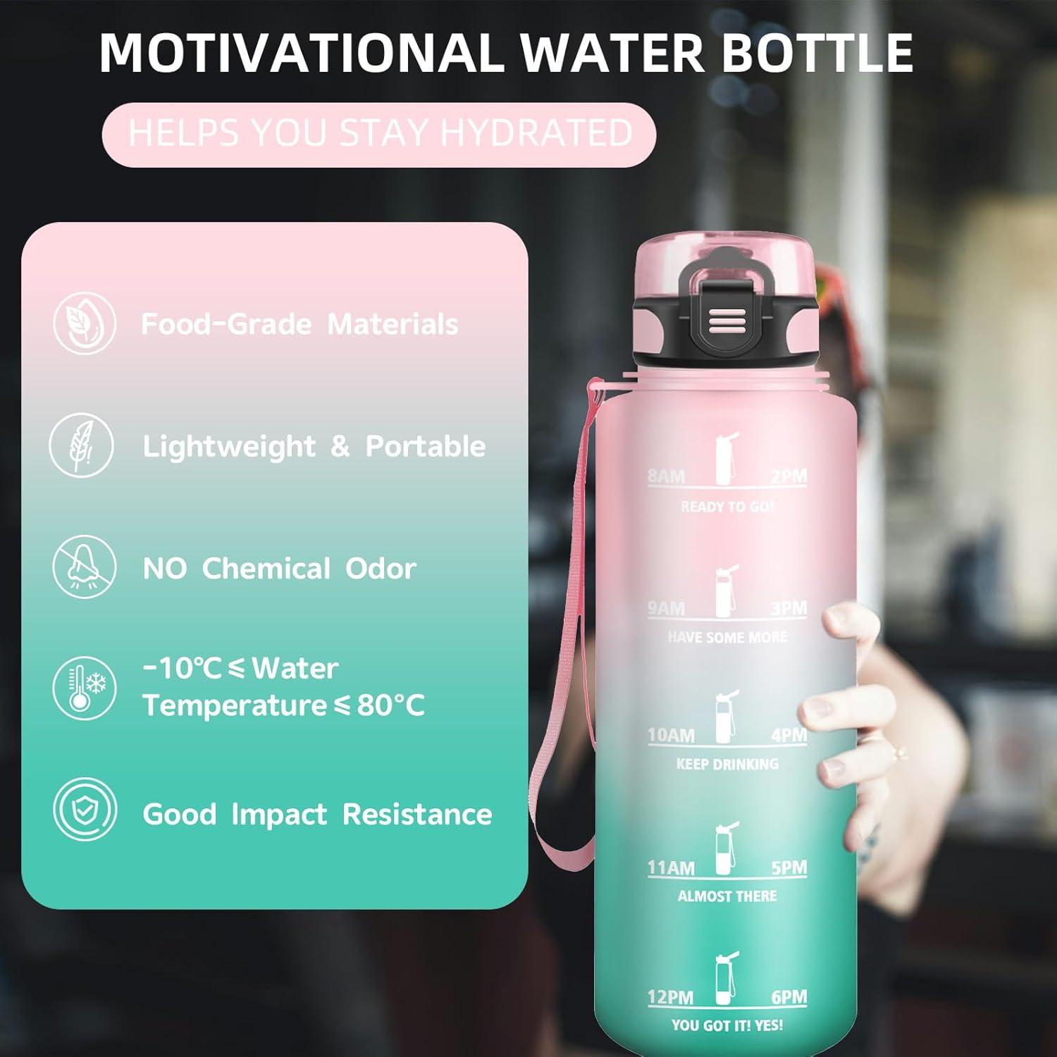 imageGourde 15L Sport Filtrante AntiFuite Motivation avec Slogan Camping et Randonne Facile Nettoyer Fitness Extrieur Running JauneRoseRosevert