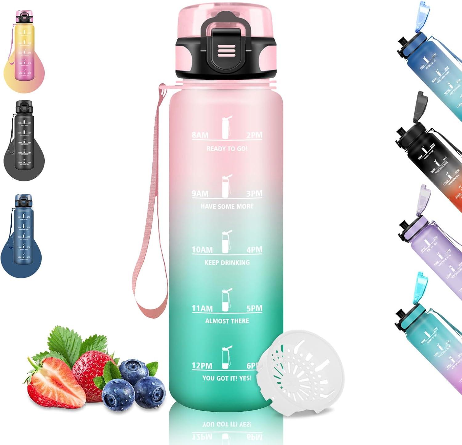 imageGourde 15L Sport Filtrante AntiFuite Motivation avec Slogan Camping et Randonne Facile Nettoyer Fitness Extrieur Running JauneRoseRosevert