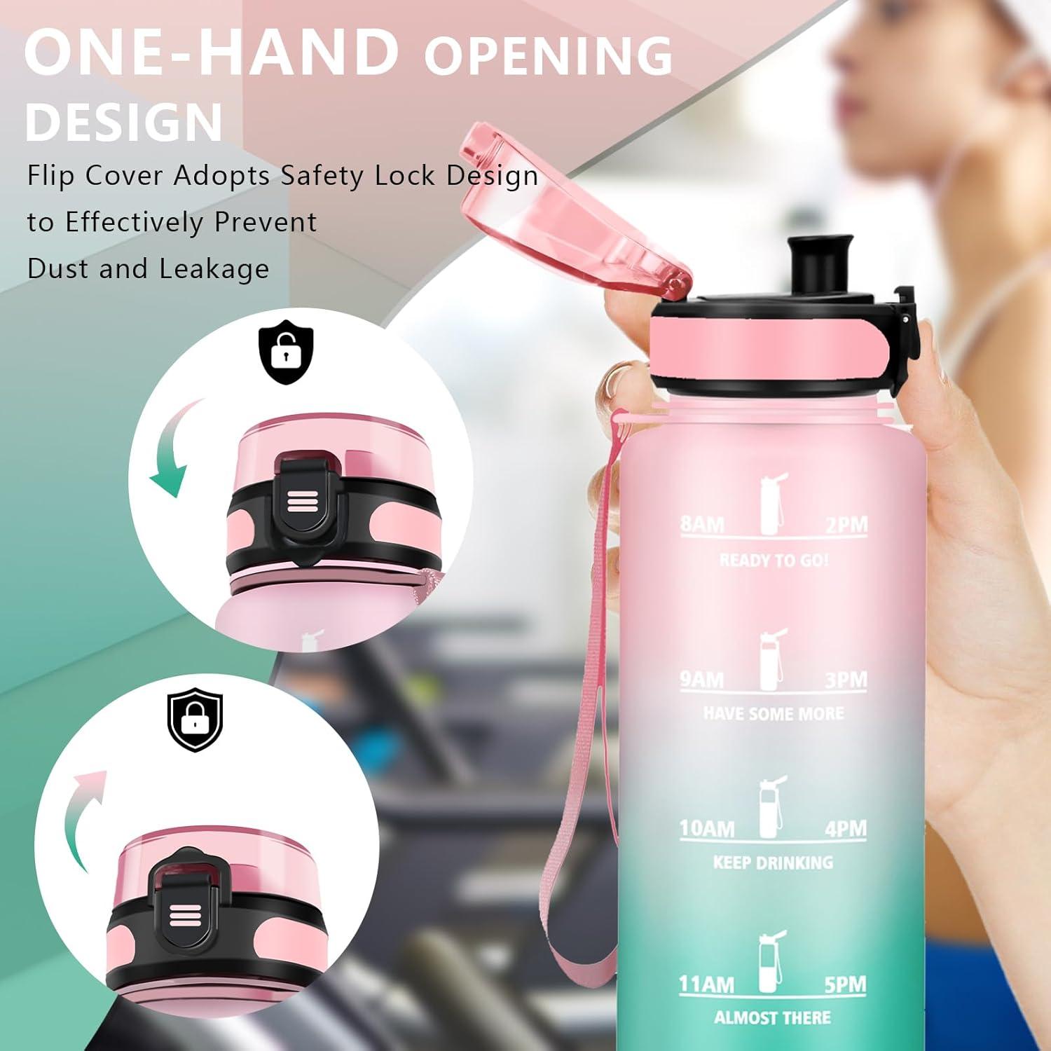 imageGourde 15L Sport Filtrante AntiFuite Motivation avec Slogan Camping et Randonne Facile Nettoyer Fitness Extrieur Running JauneRoseRosevert