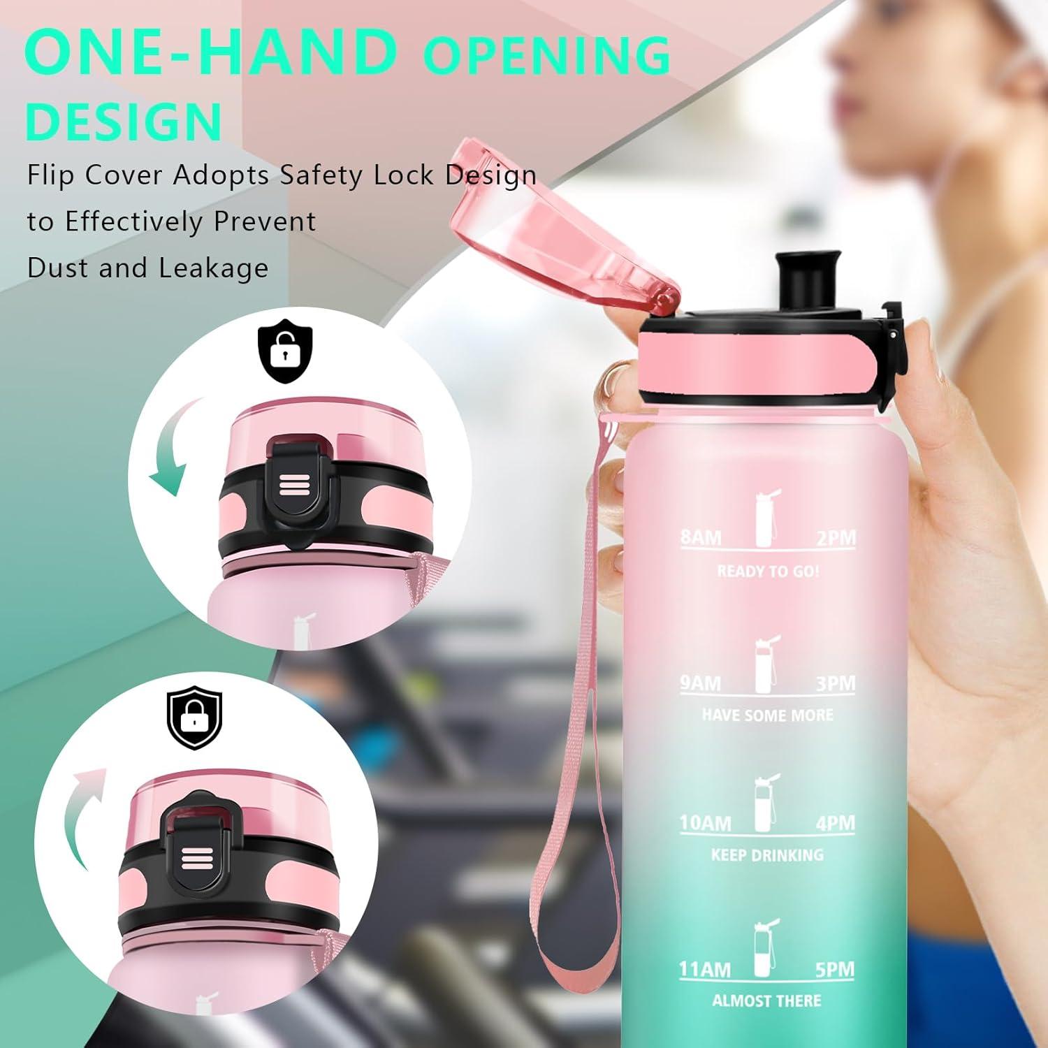 imageGourde 15L Sport Filtrante AntiFuite Motivation avec Slogan Camping et Randonne Facile Nettoyer Fitness Extrieur Running JauneRoseRosevert