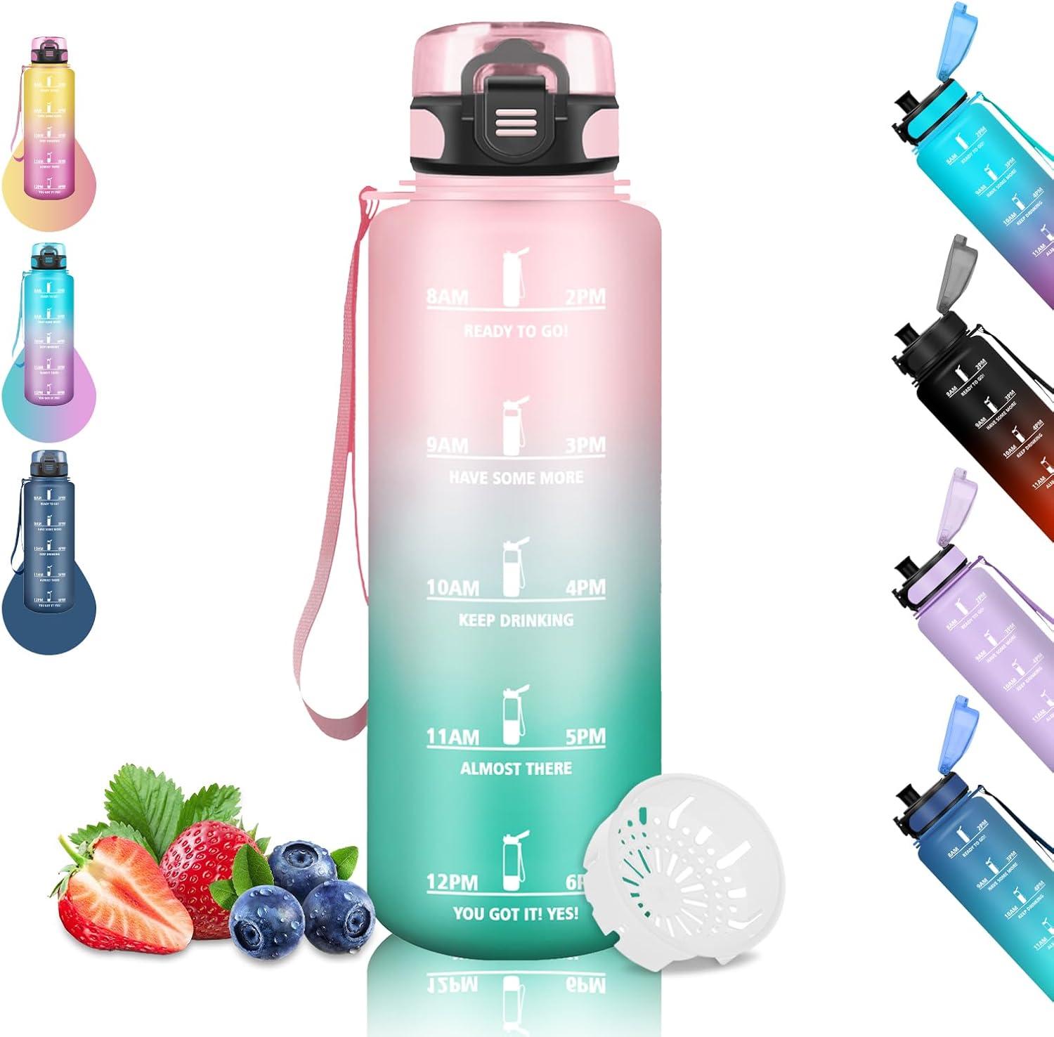 imageGourde 15L Sport Filtrante AntiFuite Motivation avec Slogan Camping et Randonne Facile Nettoyer Fitness Extrieur Running JauneRoseRosevert