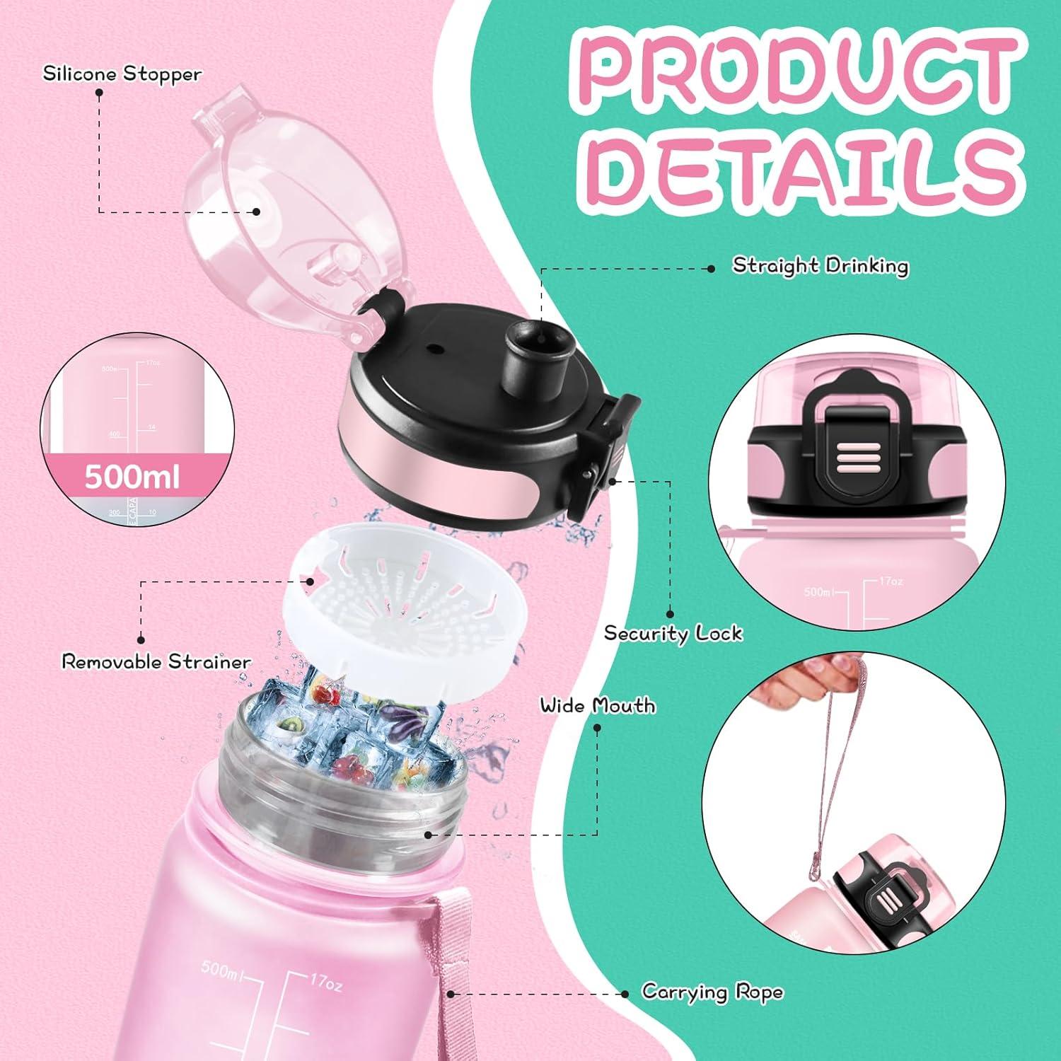 imageGourde 15L Sport Filtrante AntiFuite Motivation avec Slogan Camping et Randonne Facile Nettoyer Fitness Extrieur Running JauneRoseRosevert