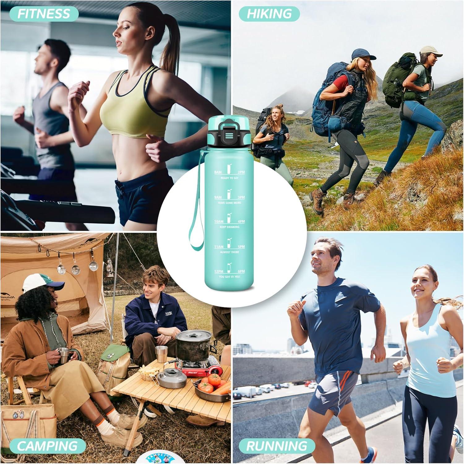 imageGourde 15L Sport Filtrante AntiFuite Motivation avec Slogan Camping et Randonne Facile Nettoyer Fitness Extrieur Running JauneRoseVert