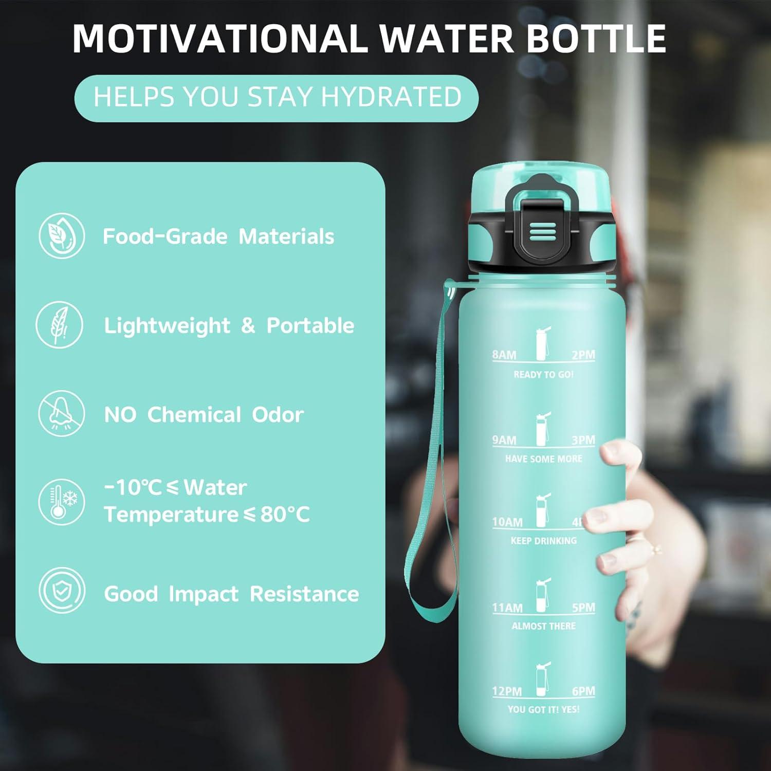 imageGourde 15L Sport Filtrante AntiFuite Motivation avec Slogan Camping et Randonne Facile Nettoyer Fitness Extrieur Running JauneRoseVert