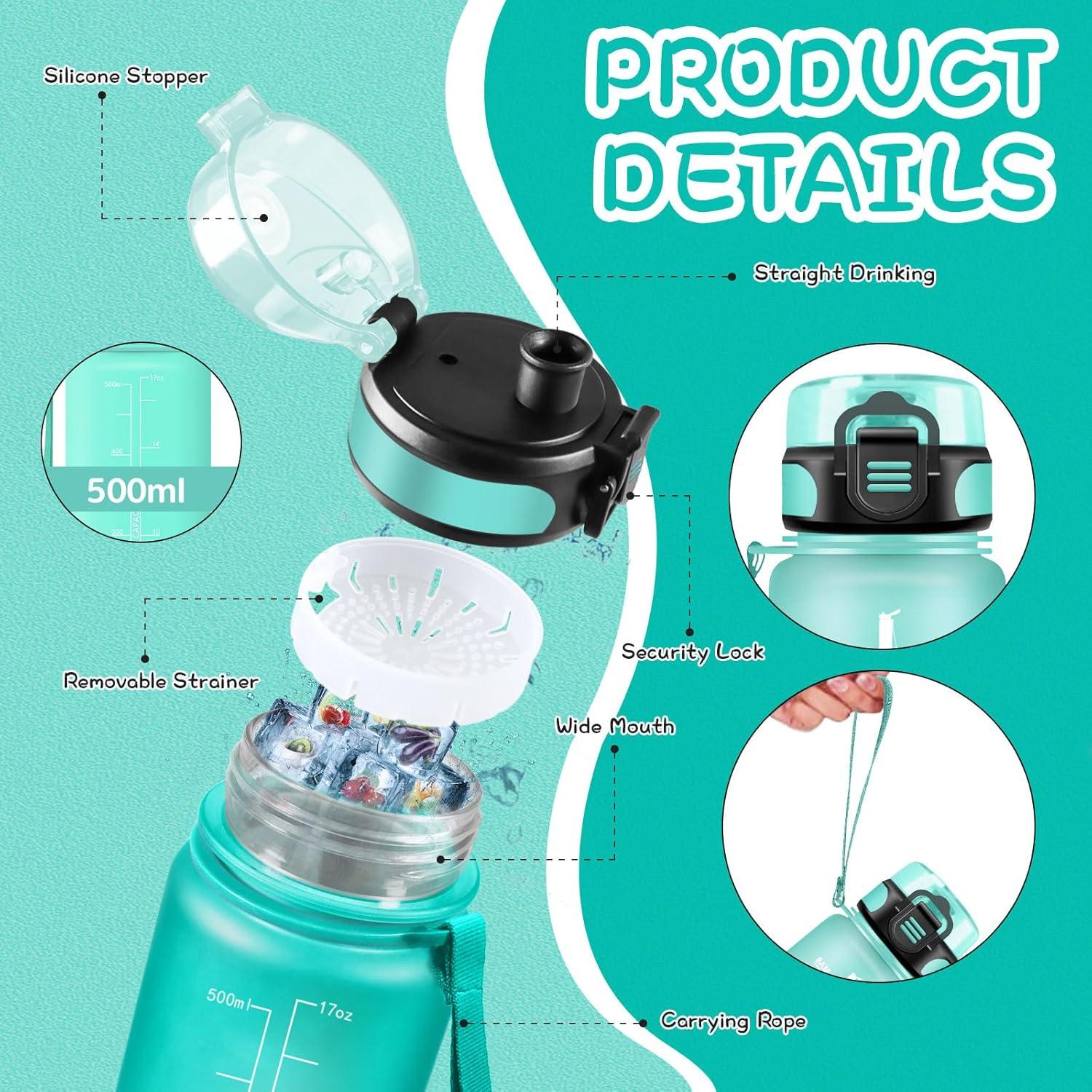 imageGourde 15L Sport Filtrante AntiFuite Motivation avec Slogan Camping et Randonne Facile Nettoyer Fitness Extrieur Running JauneRoseVert