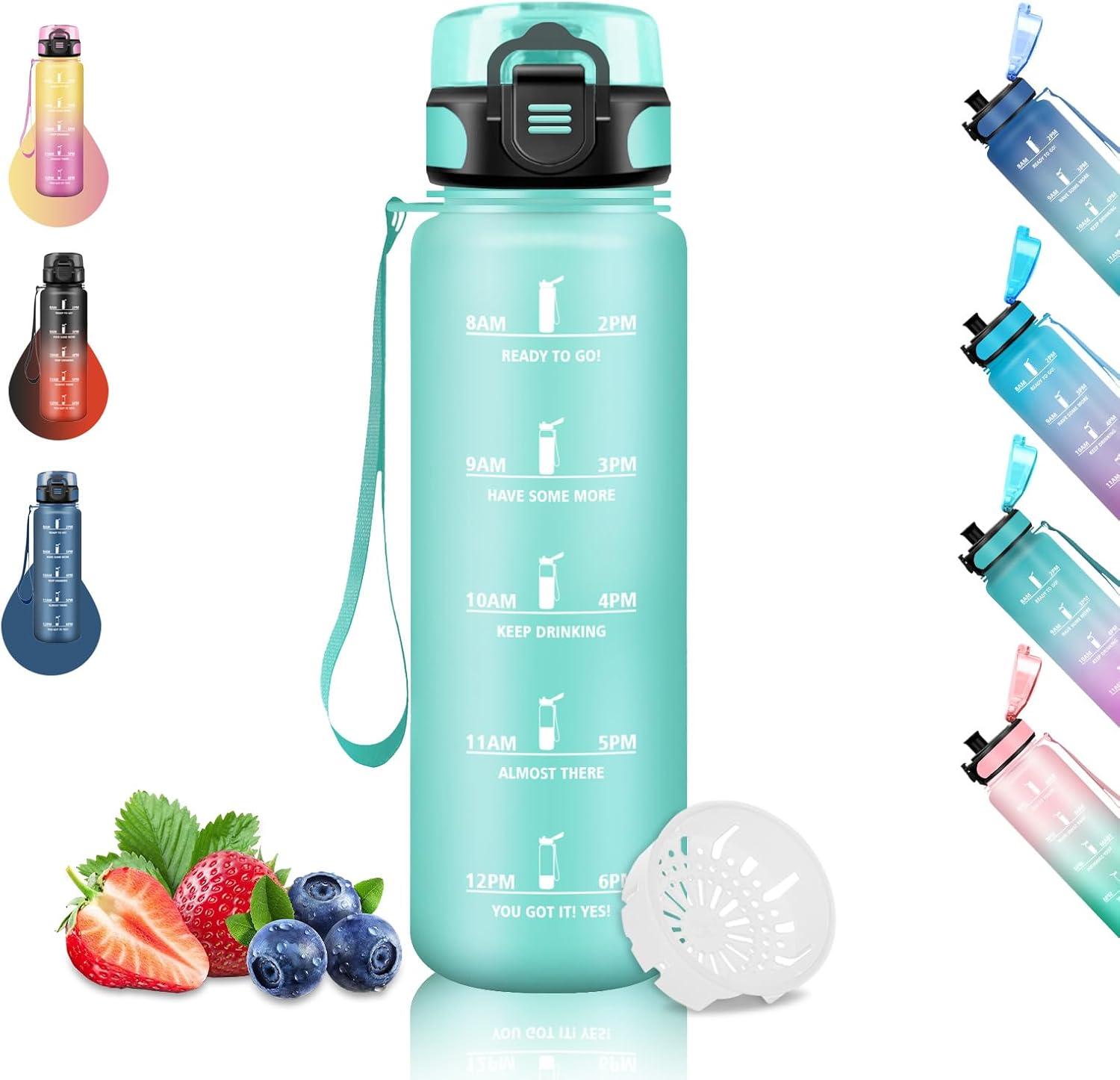 imageGourde 15L Sport Filtrante AntiFuite Motivation avec Slogan Camping et Randonne Facile Nettoyer Fitness Extrieur Running JauneRoseVert