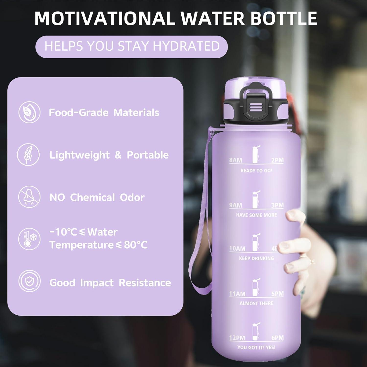 imageGourde 15L Sport Filtrante AntiFuite Motivation avec Slogan Camping et Randonne Facile Nettoyer Fitness Extrieur Running JauneRoseViolet
