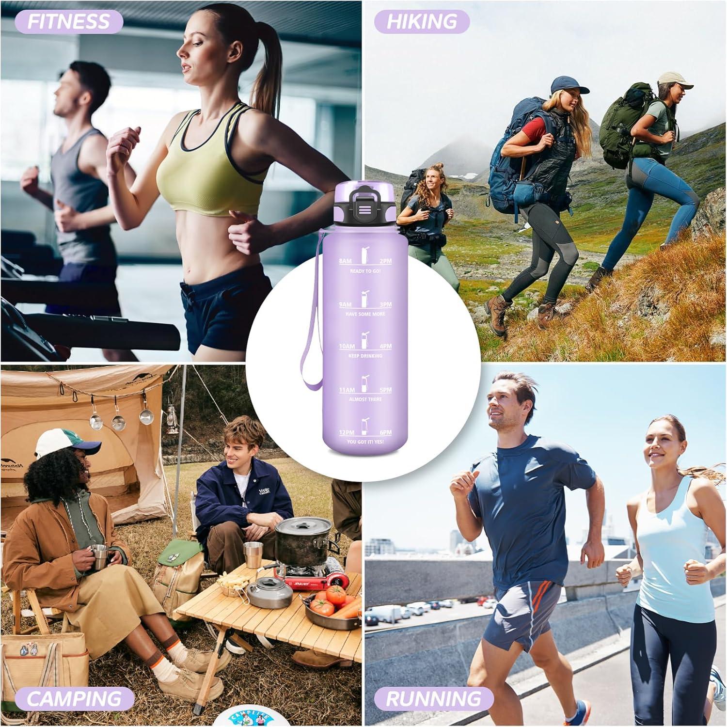 imageGourde 15L Sport Filtrante AntiFuite Motivation avec Slogan Camping et Randonne Facile Nettoyer Fitness Extrieur Running JauneRoseViolet