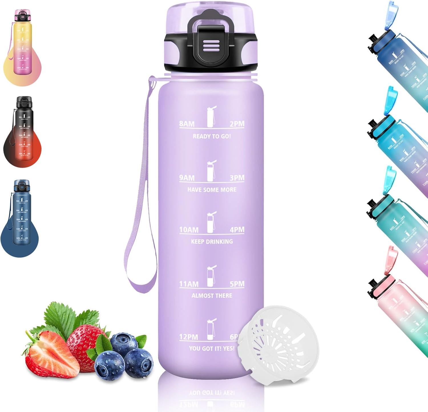 imageGourde 15L Sport Filtrante AntiFuite Motivation avec Slogan Camping et Randonne Facile Nettoyer Fitness Extrieur Running JauneRoseViolet