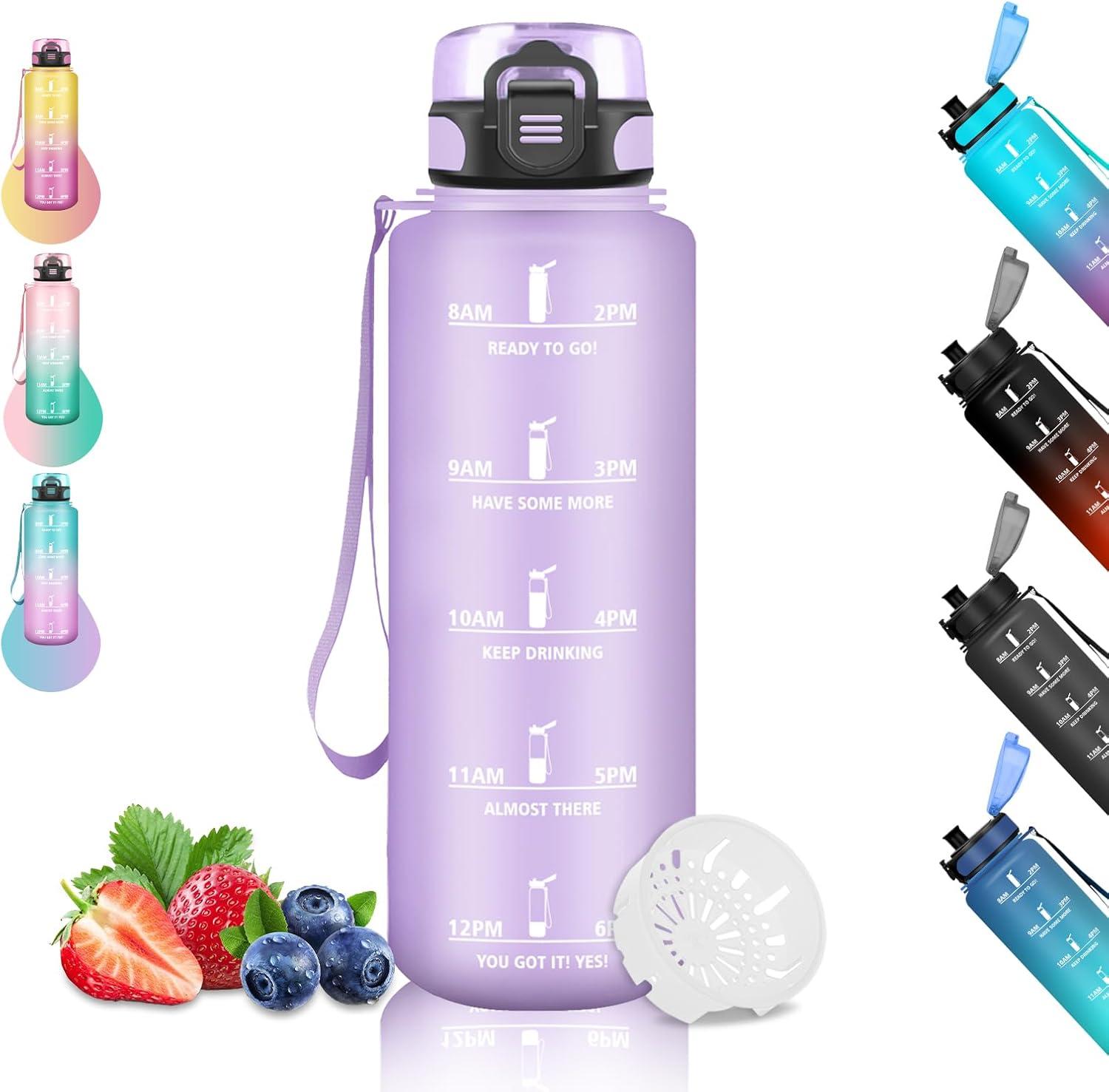 imageGourde 15L Sport Filtrante AntiFuite Motivation avec Slogan Camping et Randonne Facile Nettoyer Fitness Extrieur Running JauneRoseViolet