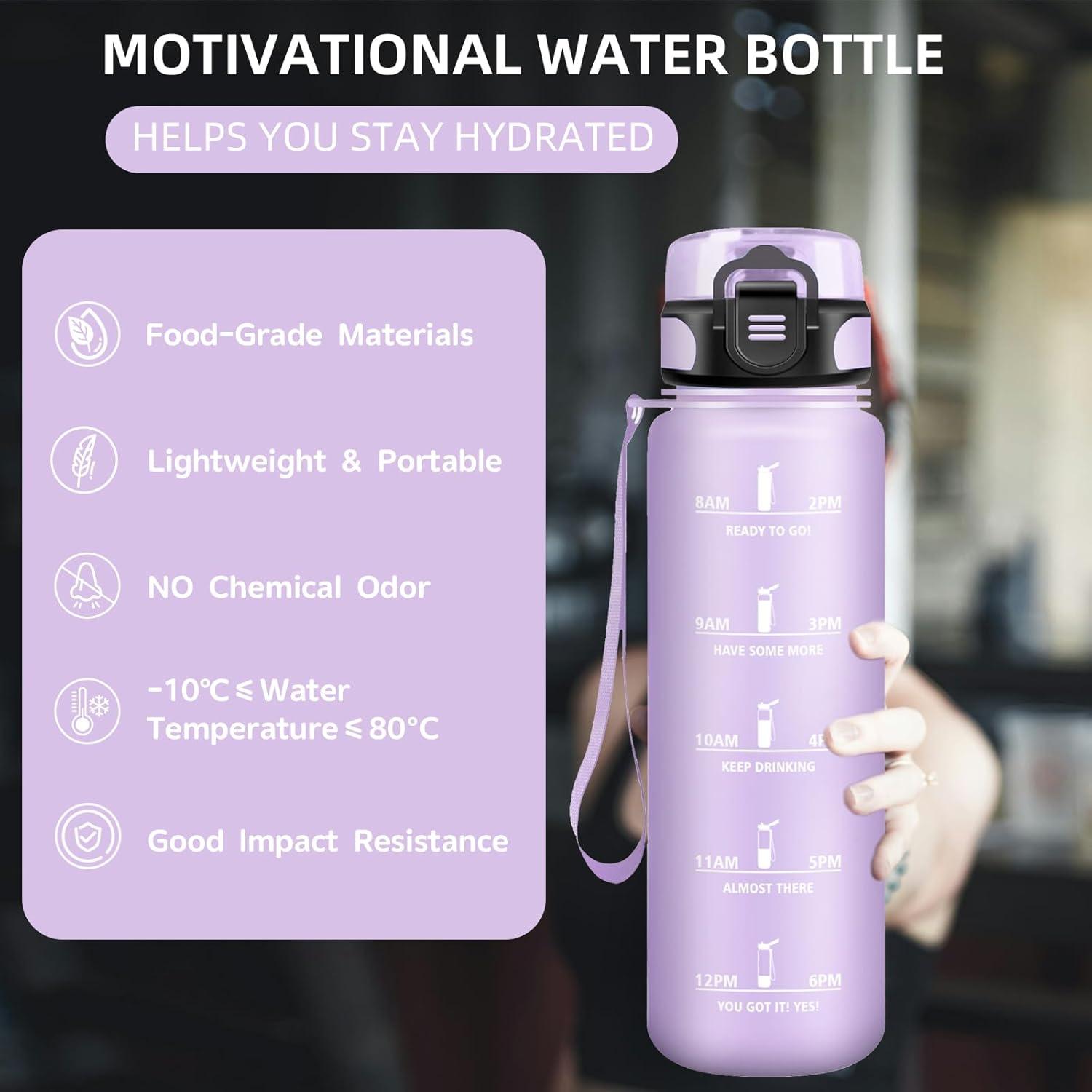 imageGourde 15L Sport Filtrante AntiFuite Motivation avec Slogan Camping et Randonne Facile Nettoyer Fitness Extrieur Running JauneRoseViolet