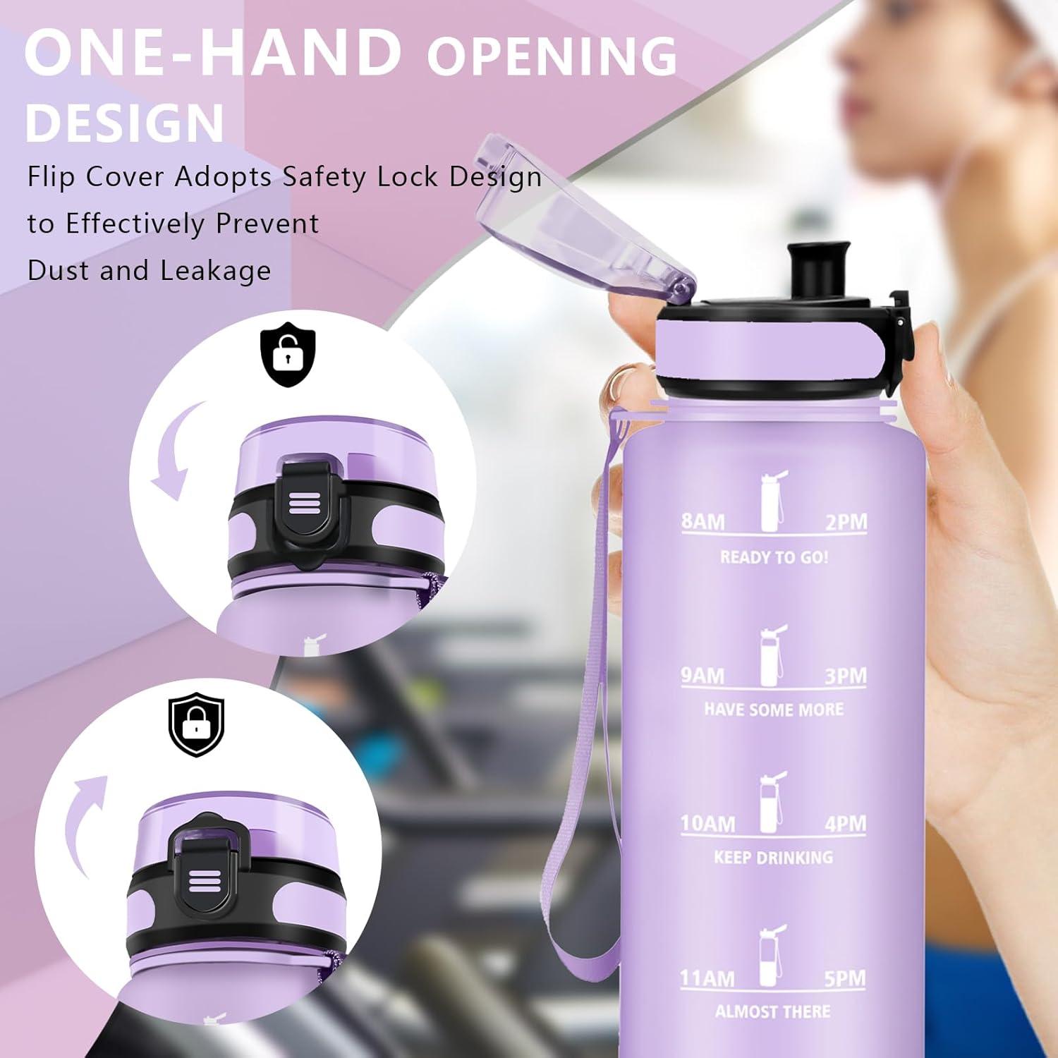 imageGourde 15L Sport Filtrante AntiFuite Motivation avec Slogan Camping et Randonne Facile Nettoyer Fitness Extrieur Running JauneRoseViolet