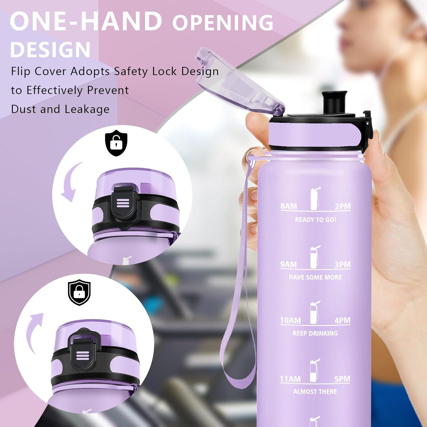 imageGourde 15L Sport Filtrante AntiFuite Motivation avec Slogan Camping et Randonne Facile Nettoyer Fitness Extrieur Running JauneRoseViolet