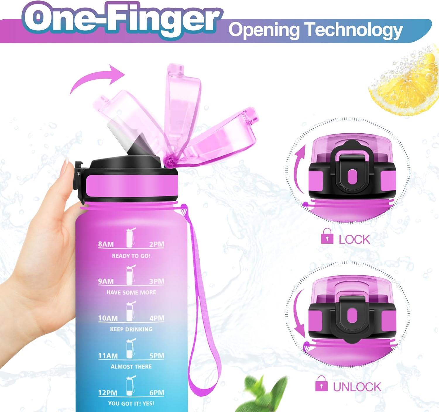 imageGourde Sport 500ml Bouteille Sport tanche Gourde avec Paille et Marqueur de Temps Bouteille Rutilisable Gourde sans BPA Bouteille deau pour Enfant Bureau Fitness Randonne Yoga Camping500ml Rose Cyan