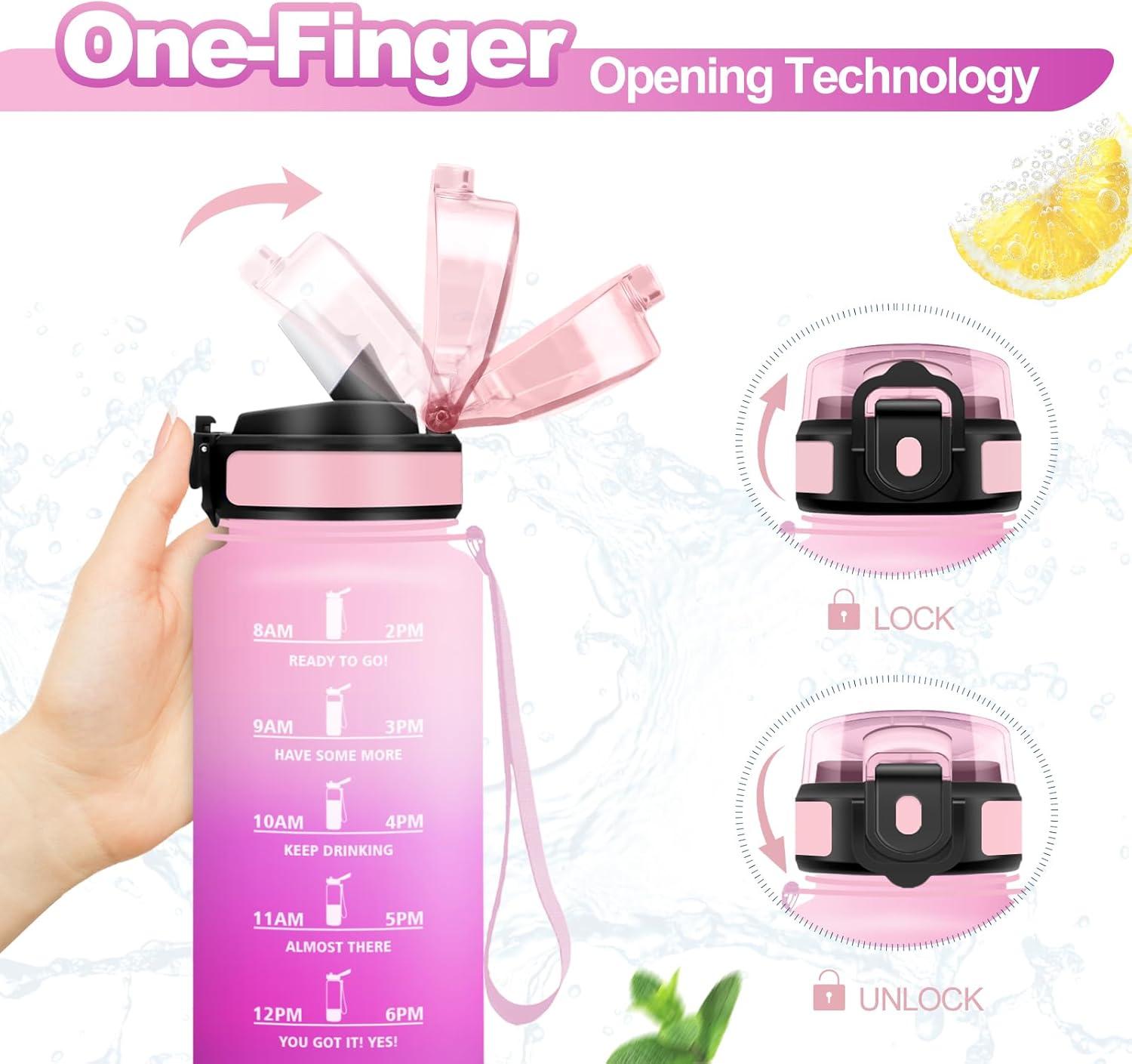 imageGourde Sport 500ml Bouteille Sport tanche Gourde avec Paille et Marqueur de Temps Bouteille Rutilisable Gourde sans BPA Bouteille deau pour Enfant Bureau Fitness Randonne Yoga Camping500ml Rose Clair Rose
