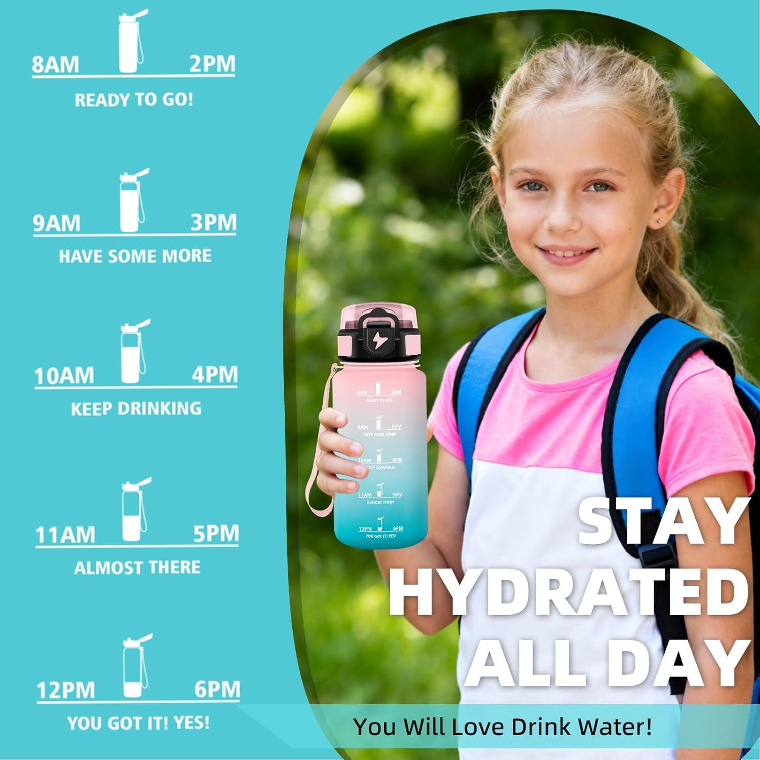 imageGrsta Gourde 1l Anti Fuite Gourde Sport avec Paille Verrou de Scurit Gourdes Motivationnelle Facile Nettoyer Bouteille deau avec Marqueur de Temps pour Cyclisme Gym YogaRosevert