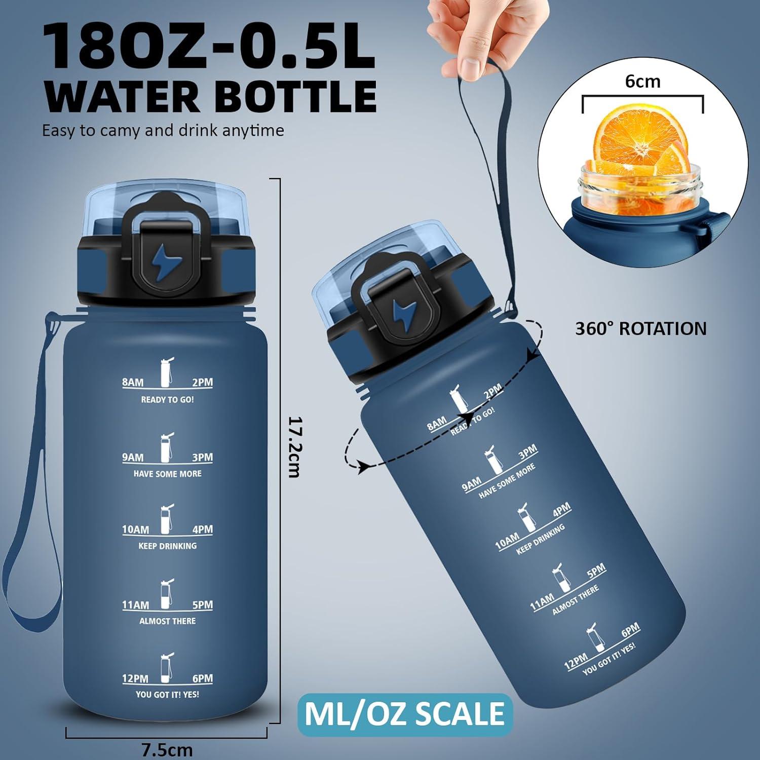 imageGrsta Gourde 1l Anti Fuite Gourde Sport avec Paille Verrou de Scurit Gourdes Motivationnelle Facile Nettoyer Bouteille deau avec Marqueur de Temps pour Cyclisme Gym YogaBleu Fonc