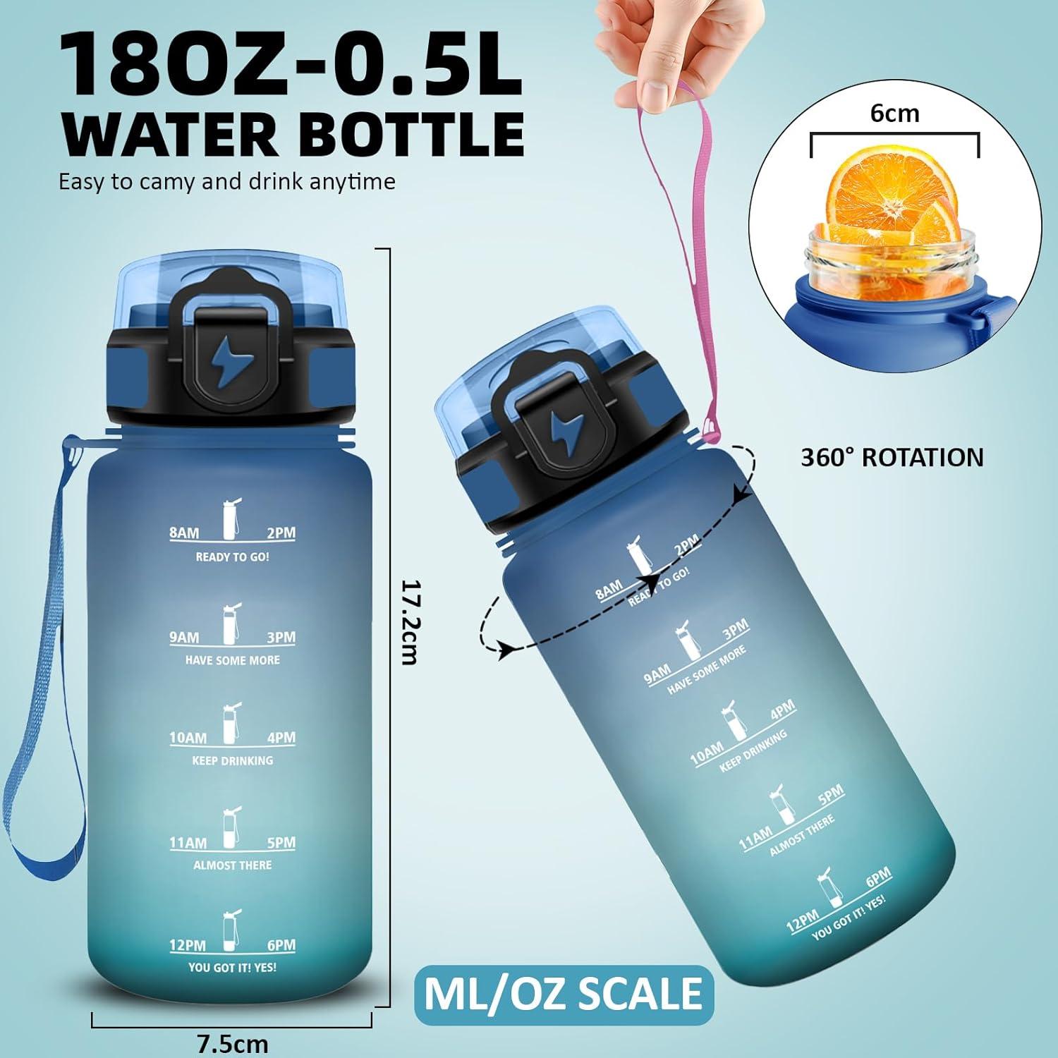 imageGrsta Gourde 1l Anti Fuite Gourde Sport avec Paille Verrou de Scurit Gourdes Motivationnelle Facile Nettoyer Bouteille deau avec Marqueur de Temps pour Cyclisme Gym YogaBleuvert