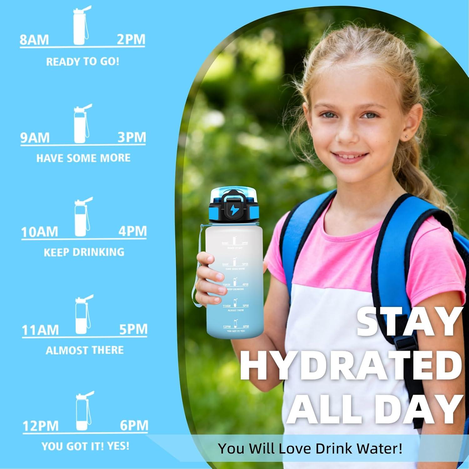 imageGrsta Gourde 1l Anti Fuite Gourde Sport avec Paille Verrou de Scurit Gourdes Motivationnelle Facile Nettoyer Bouteille deau avec Marqueur de Temps pour Cyclisme Gym YogaBlancbleu