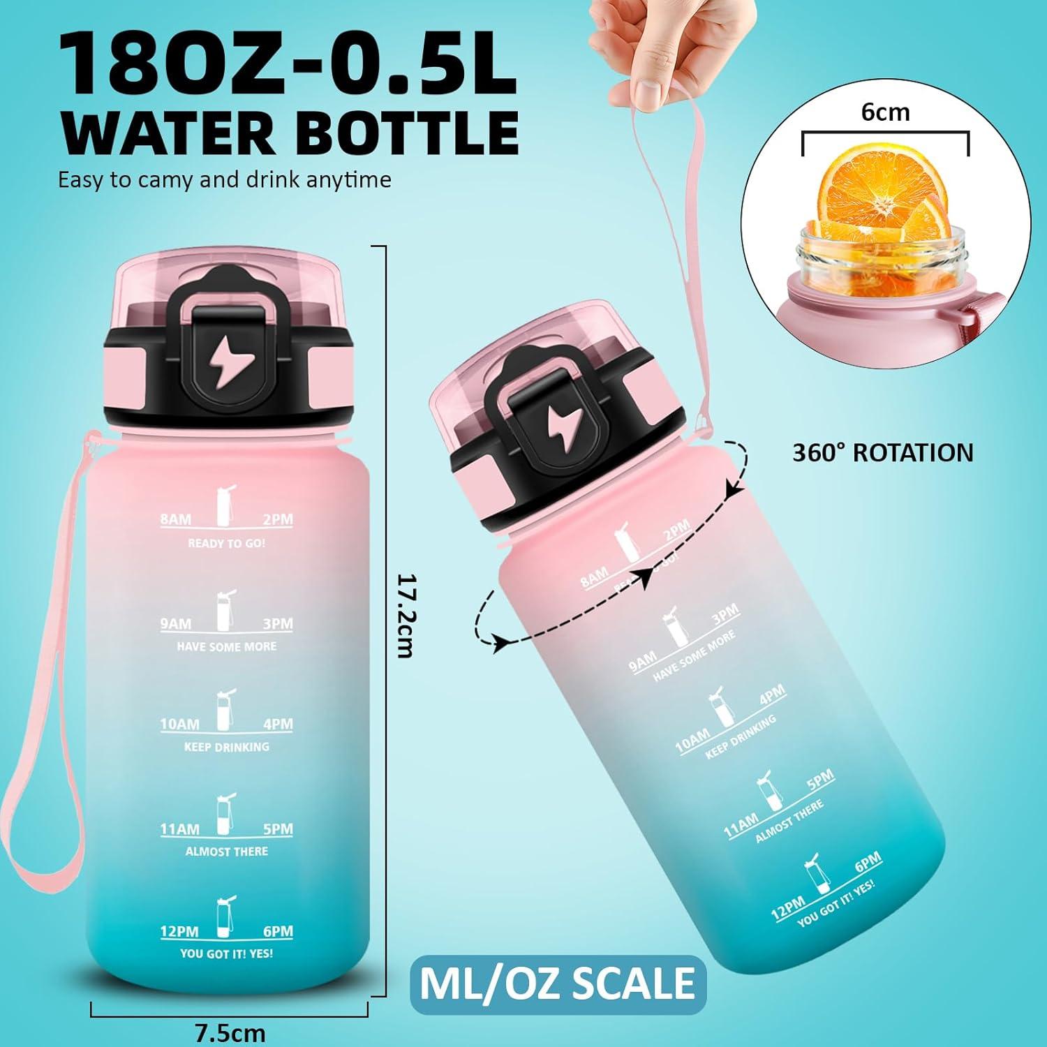 imageGrsta Gourde 1l Anti Fuite Gourde Sport avec Paille Verrou de Scurit Gourdes Motivationnelle Facile Nettoyer Bouteille deau avec Marqueur de Temps pour Cyclisme Gym YogaRosevert