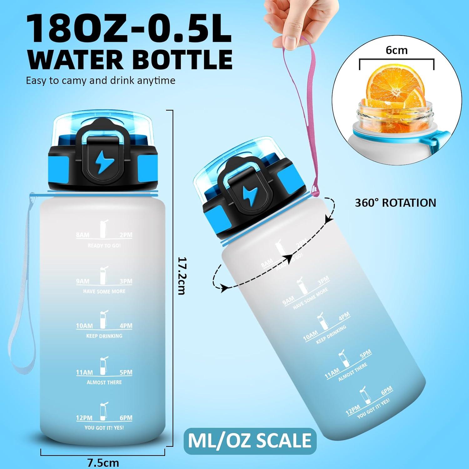 imageGrsta Gourde 1l Anti Fuite Gourde Sport avec Paille Verrou de Scurit Gourdes Motivationnelle Facile Nettoyer Bouteille deau avec Marqueur de Temps pour Cyclisme Gym YogaBlancbleu