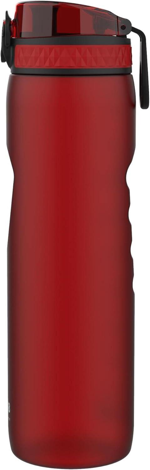 imageIon8 Gourde 1l 1000ml AntiFuite Facile Ouvrir Verrouillage Scuris Poigne de Transport Lavable en Lavevaisselle Sans BPA Idale pour le Sport et la Salle de Sport Violet ClairRouge Glacial
