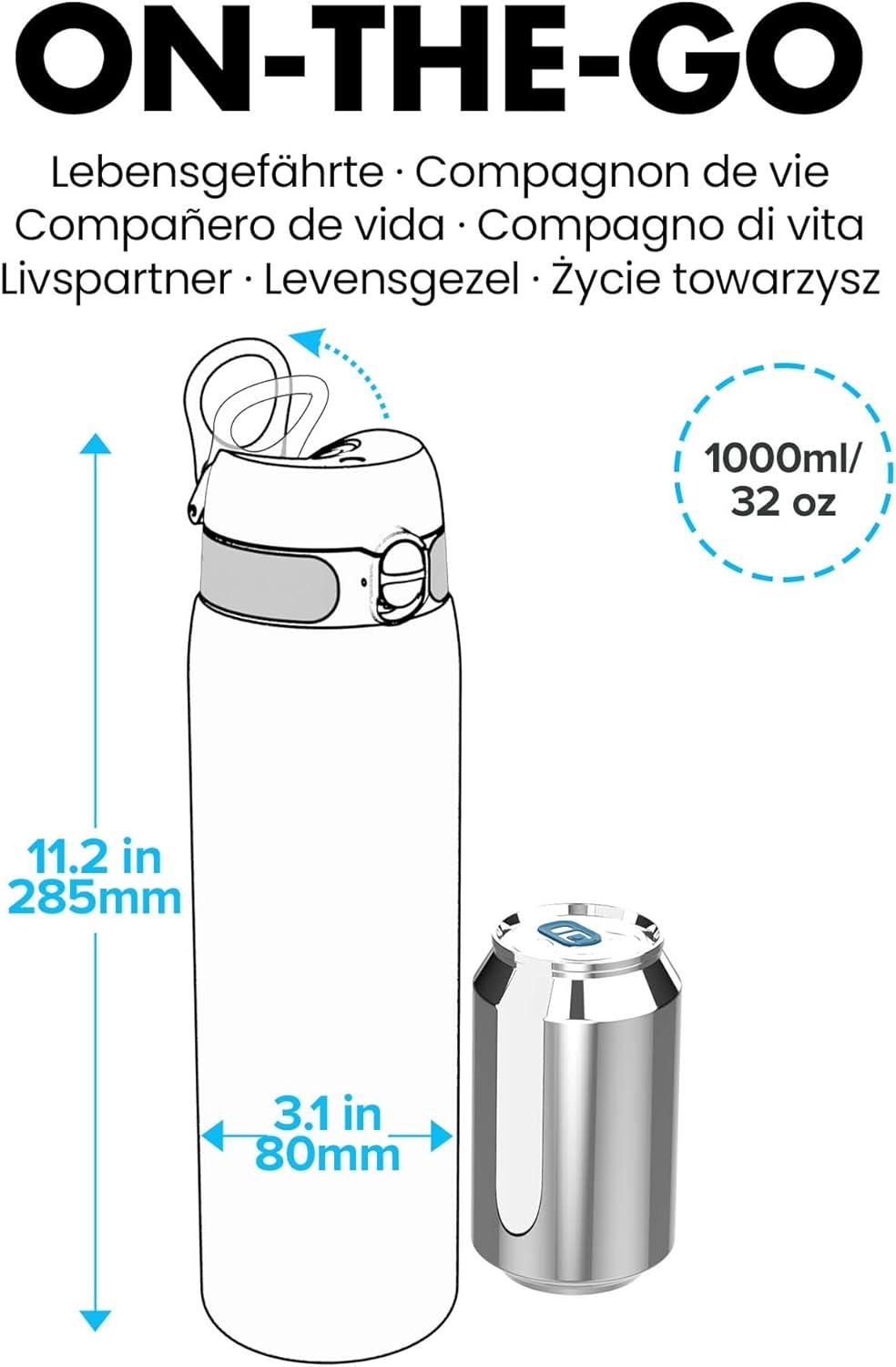 imageIon8 Gourde 1l 1000ml AntiFuite Facile Ouvrir Verrouillage Scuris Poigne de Transport Lavable en Lavevaisselle Sans BPA Idale pour le Sport et la Salle de Sport Violet ClairRouge Fonc