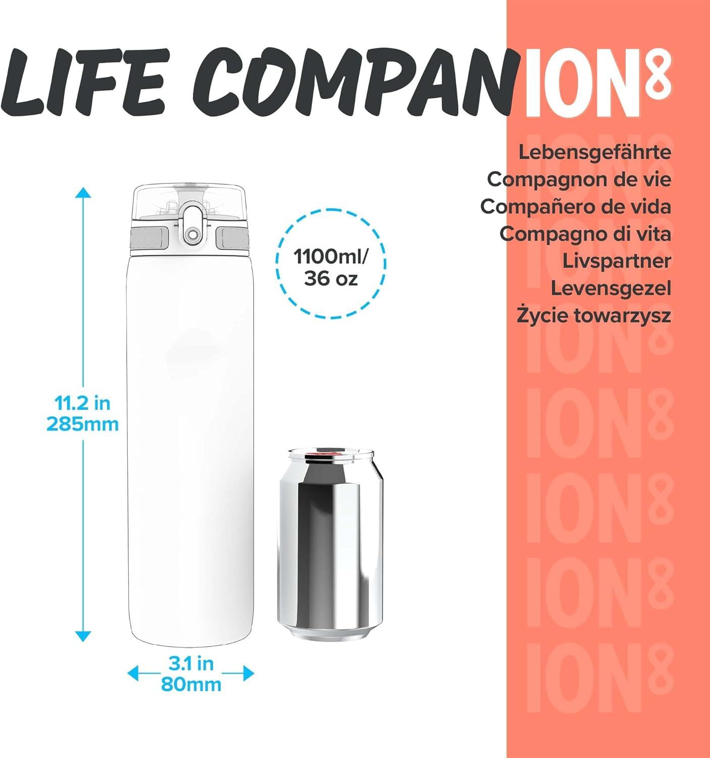 imageIon8 Gourde 1l 1000ml AntiFuite Facile Ouvrir Verrouillage Scuris Poigne de Transport Lavable en Lavevaisselle Sans BPA Idale pour le Sport et la Salle de Sport Violet ClairBleu Sonique