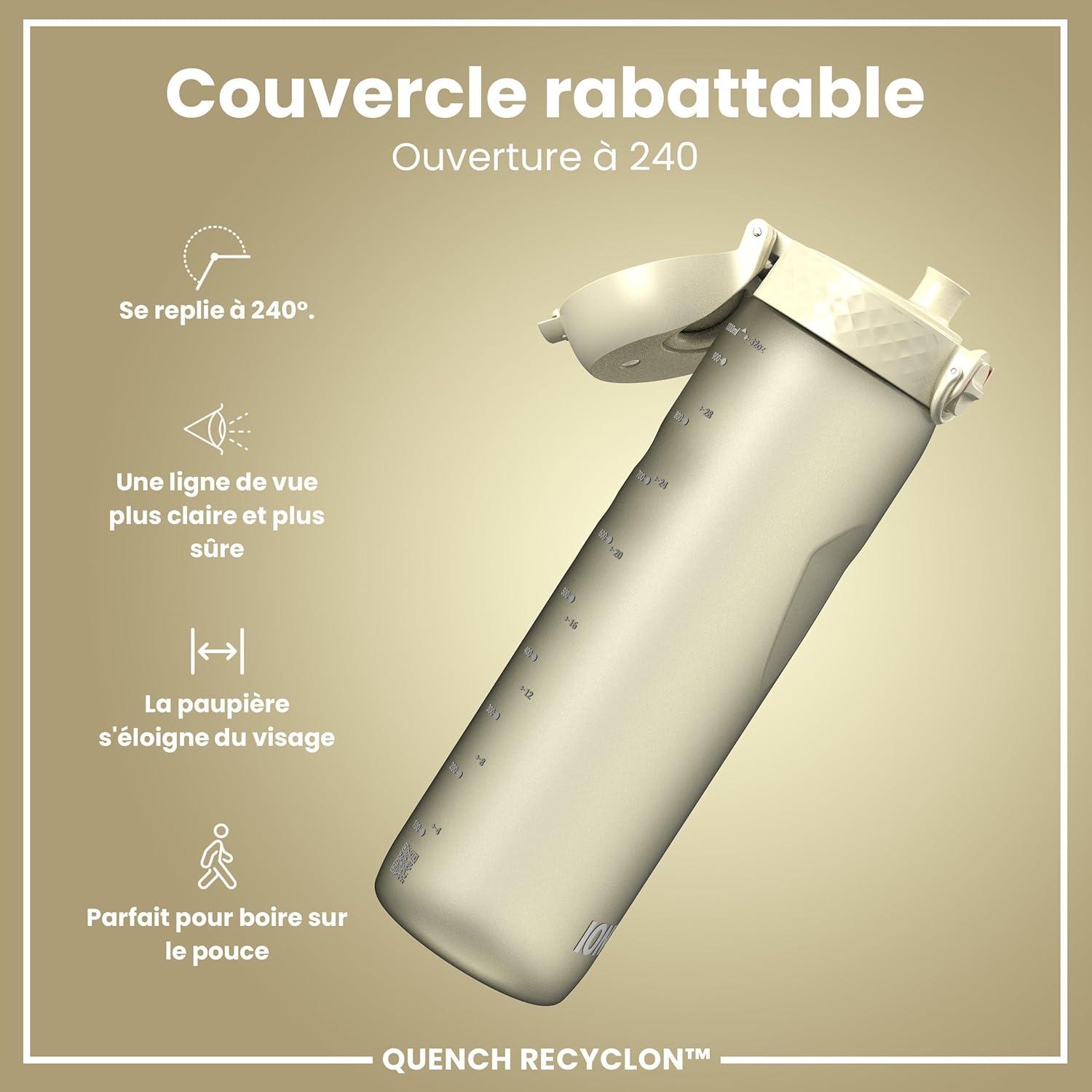 imageIon8 Gourde 1l 1000ml AntiFuite Facile Ouvrir Verrouillage Scuris Poigne de Transport Lavable en Lavevaisselle Sans BPA Idale pour le Sport et la Salle de Sport Violet ClairBlanc Crmeux