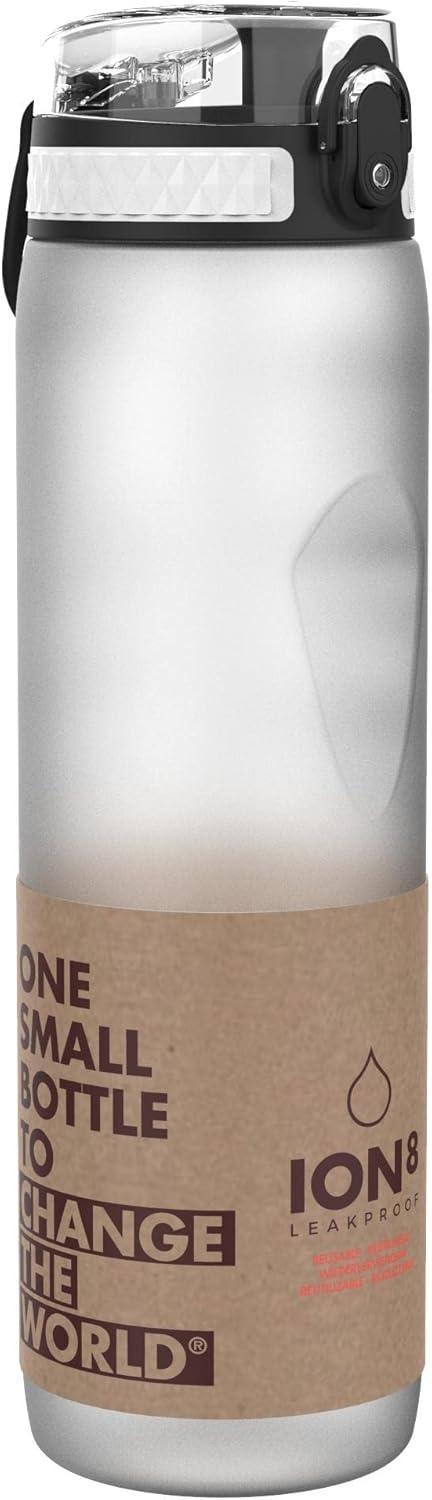 imageIon8 Gourde 1l 1000ml AntiFuite Facile Ouvrir Verrouillage Scuris Poigne de Transport Lavable en Lavevaisselle Sans BPA Idale pour le Sport et la Salle de Sport Violet ClairBlanc