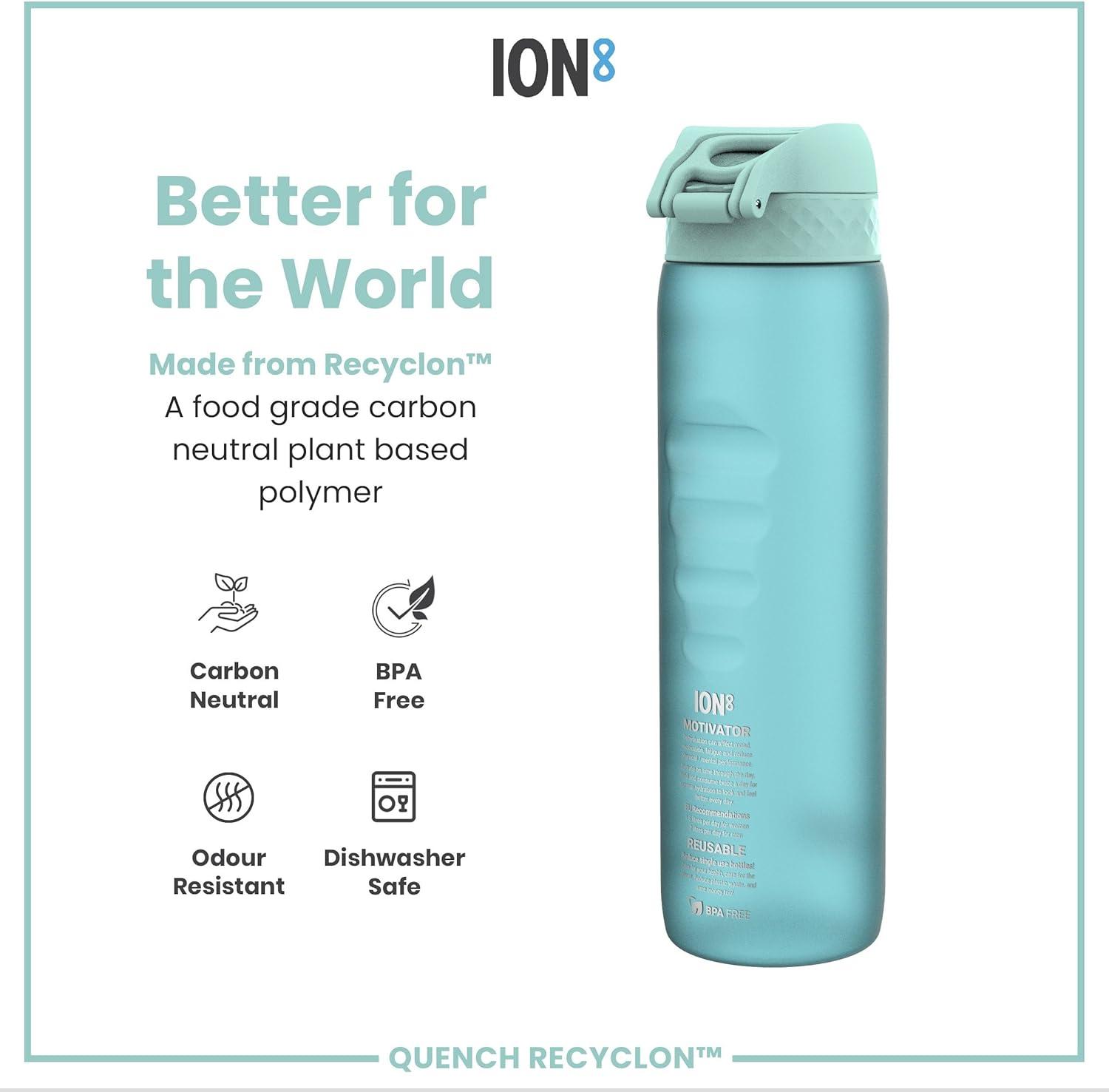 imageIon8 Gourde 1l 1000ml AntiFuite Facile Ouvrir Verrouillage Scuris Poigne de Transport Lavable en Lavevaisselle Sans BPA Idale pour le Sport et la Salle de Sport Violet ClairBleu Sonique