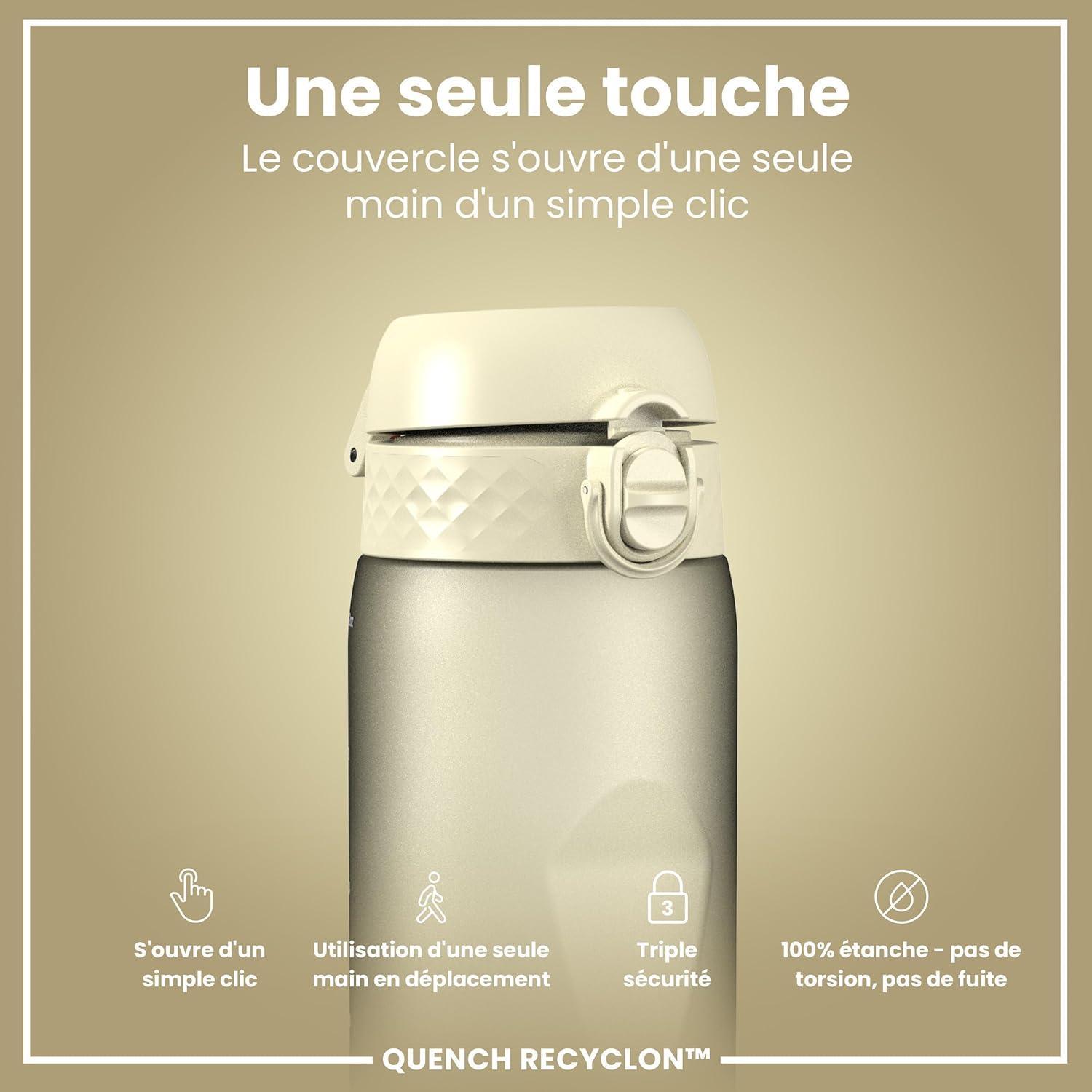 imageIon8 Gourde 1l 1000ml AntiFuite Facile Ouvrir Verrouillage Scuris Poigne de Transport Lavable en Lavevaisselle Sans BPA Idale pour le Sport et la Salle de Sport Violet ClairBlanc Crmeux