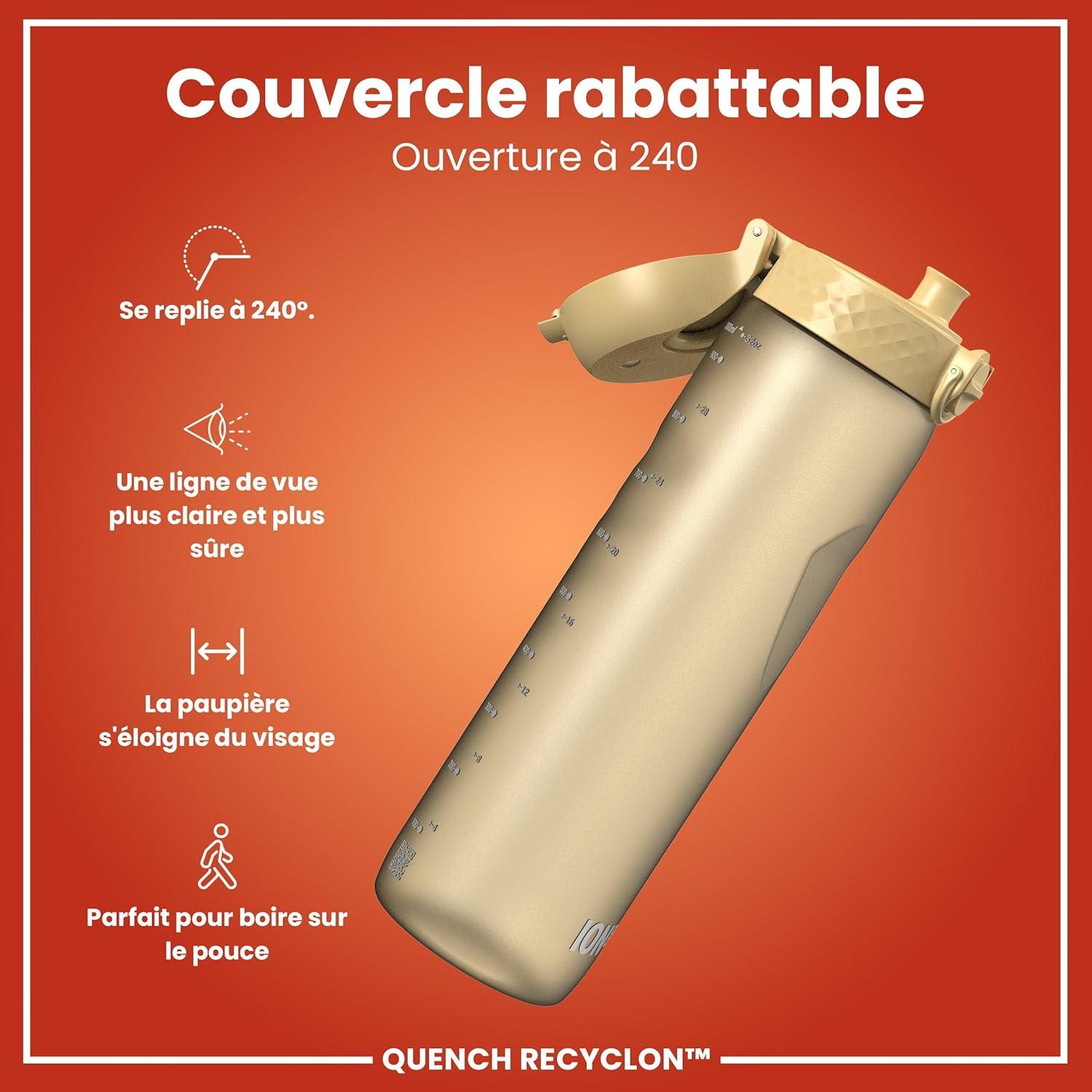 imageIon8 Gourde 1l 1000ml AntiFuite Facile Ouvrir Verrouillage Scuris Poigne de Transport Lavable en Lavevaisselle Sans BPA Idale pour le Sport et la Salle de Sport Violet ClairDsert