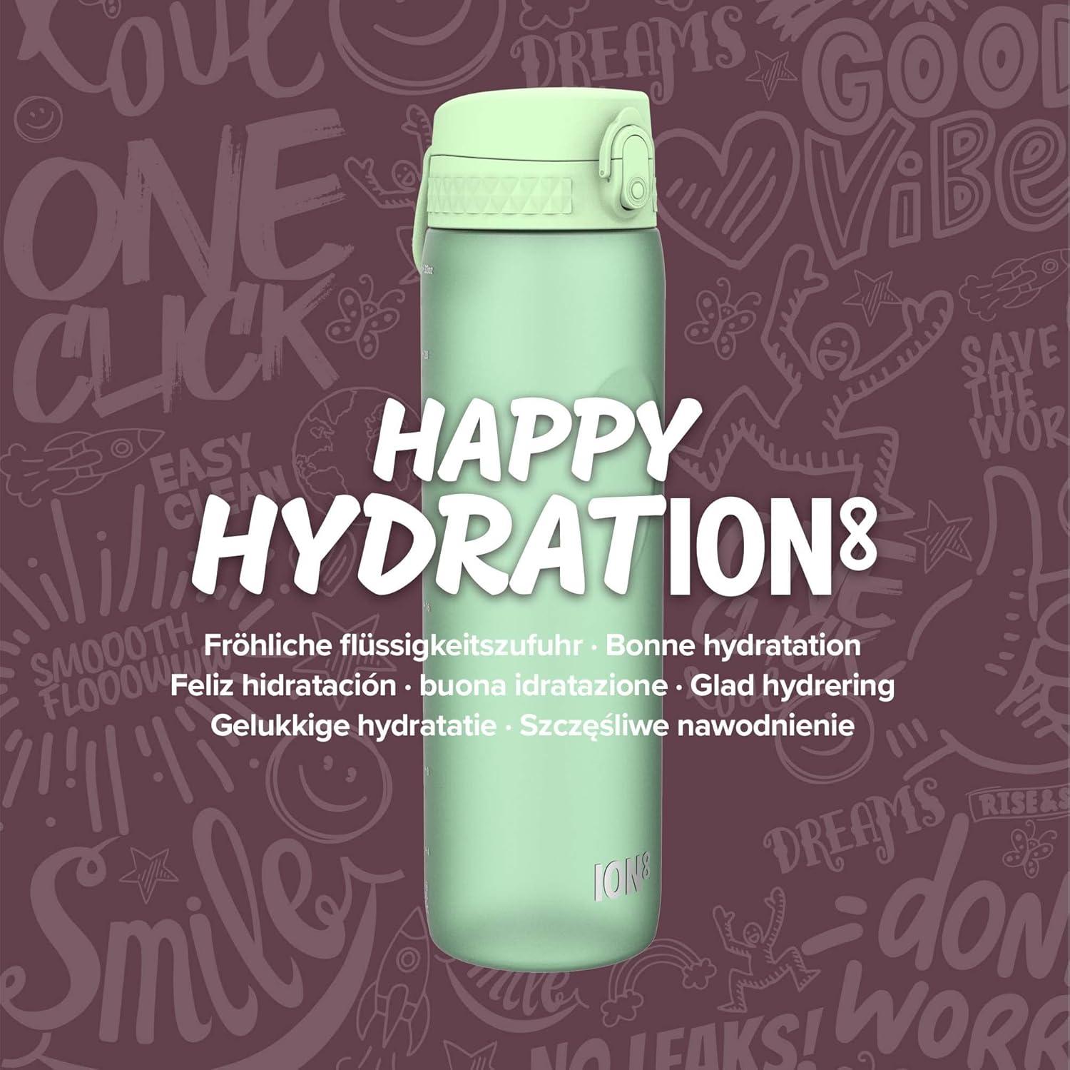 imageIon8 Gourde 1l 1000ml AntiFuite Facile Ouvrir Verrouillage Scuris Poigne de Transport Lavable en Lavevaisselle Sans BPA Idale pour le Sport et la Salle de Sport Violet ClairVert Ocan