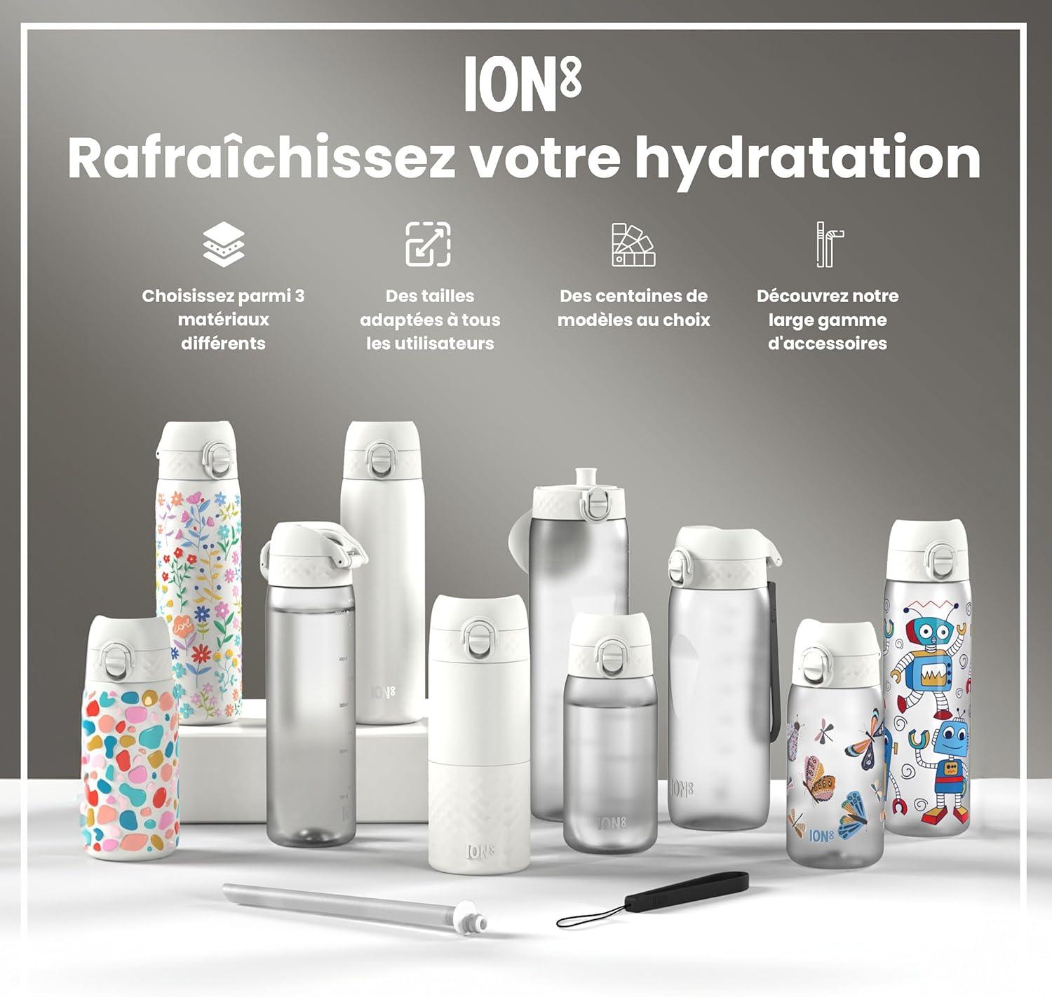 imageIon8 Gourde 1l 1000ml AntiFuite Facile Ouvrir Verrouillage Scuris Poigne de Transport Lavable en Lavevaisselle Sans BPA Idale pour le Sport et la Salle de Sport Violet ClairCamouflage