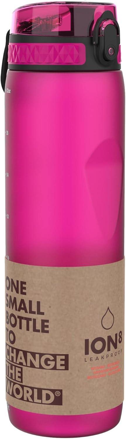 imageIon8 Gourde 1l 1000ml AntiFuite Facile Ouvrir Verrouillage Scuris Poigne de Transport Lavable en Lavevaisselle Sans BPA Idale pour le Sport et la Salle de Sport Violet ClairRose