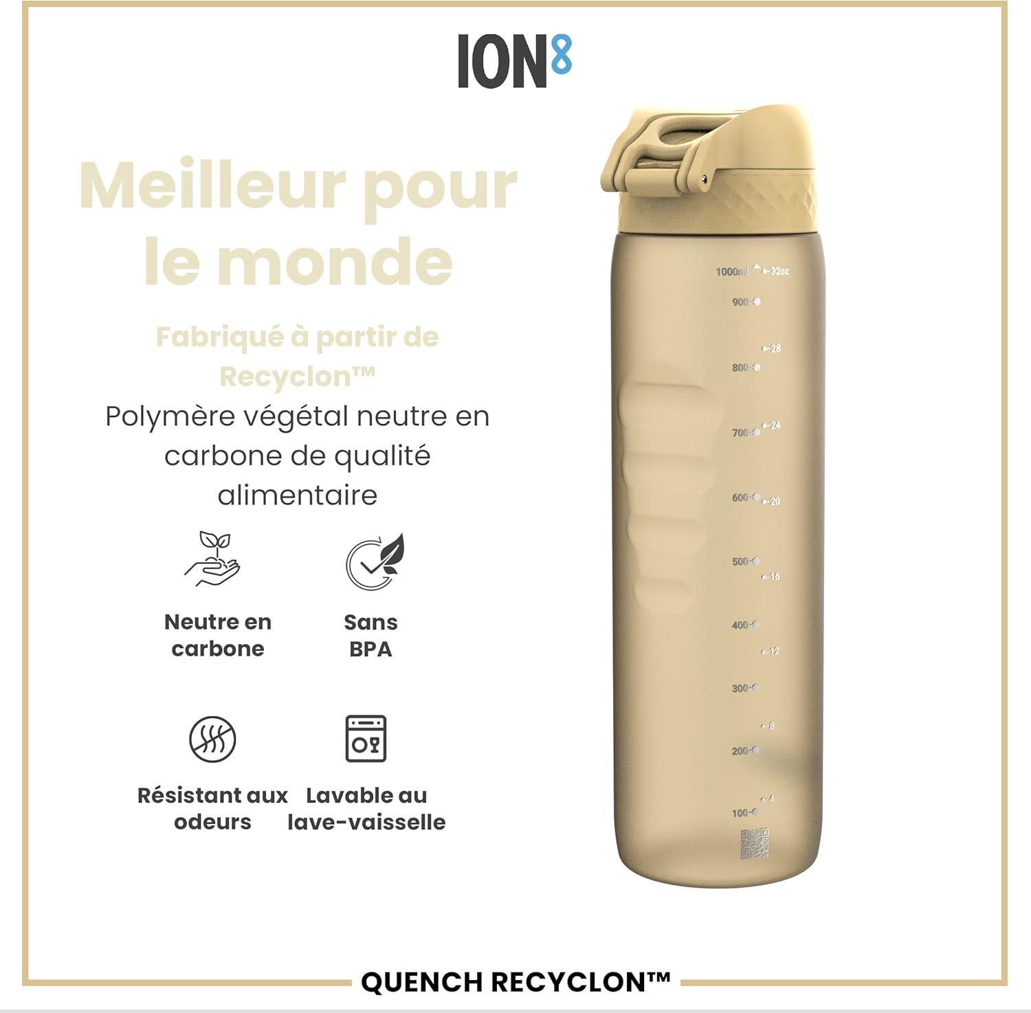 imageIon8 Gourde 1l 1000ml AntiFuite Facile Ouvrir Verrouillage Scuris Poigne de Transport Lavable en Lavevaisselle Sans BPA Idale pour le Sport et la Salle de Sport Violet ClairDsert