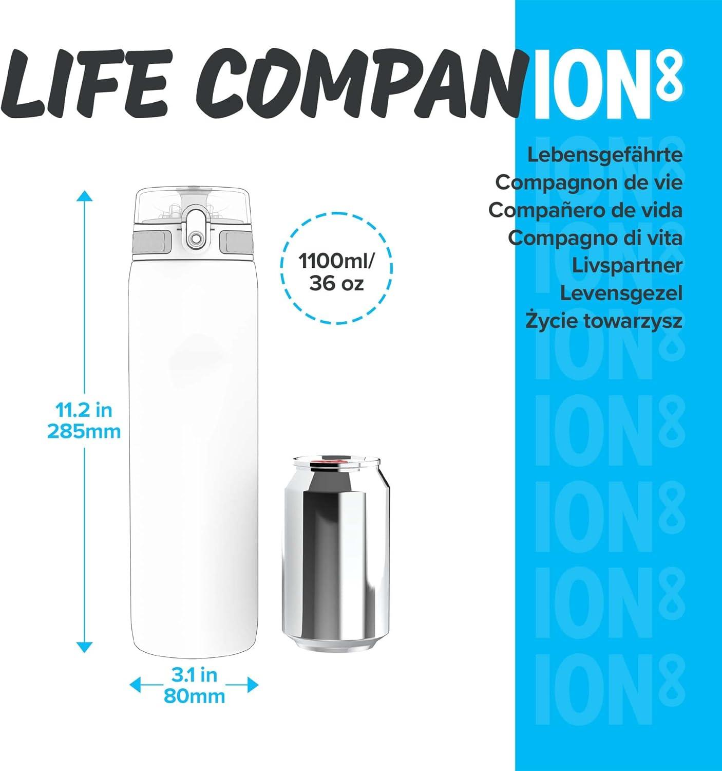 imageIon8 Gourde 1l 1000ml AntiFuite Facile Ouvrir Verrouillage Scuris Poigne de Transport Lavable en Lavevaisselle Sans BPA Idale pour le Sport et la Salle de Sport Violet ClairCorail