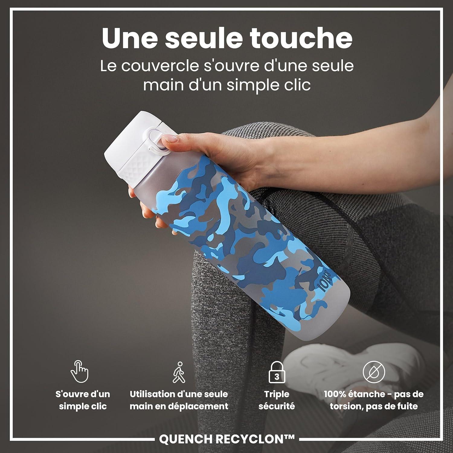imageIon8 Gourde 1l 1000ml AntiFuite Facile Ouvrir Verrouillage Scuris Poigne de Transport Lavable en Lavevaisselle Sans BPA Idale pour le Sport et la Salle de Sport Violet ClairCamouflage
