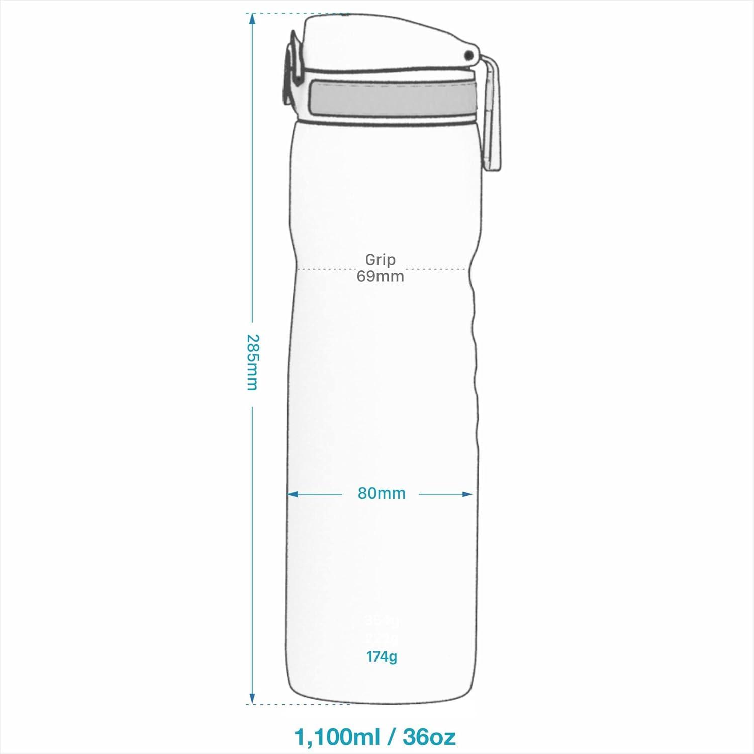imageIon8 Gourde 1l 1000ml AntiFuite Facile Ouvrir Verrouillage Scuris Poigne de Transport Lavable en Lavevaisselle Sans BPA Idale pour le Sport et la Salle de Sport Violet ClairNoir