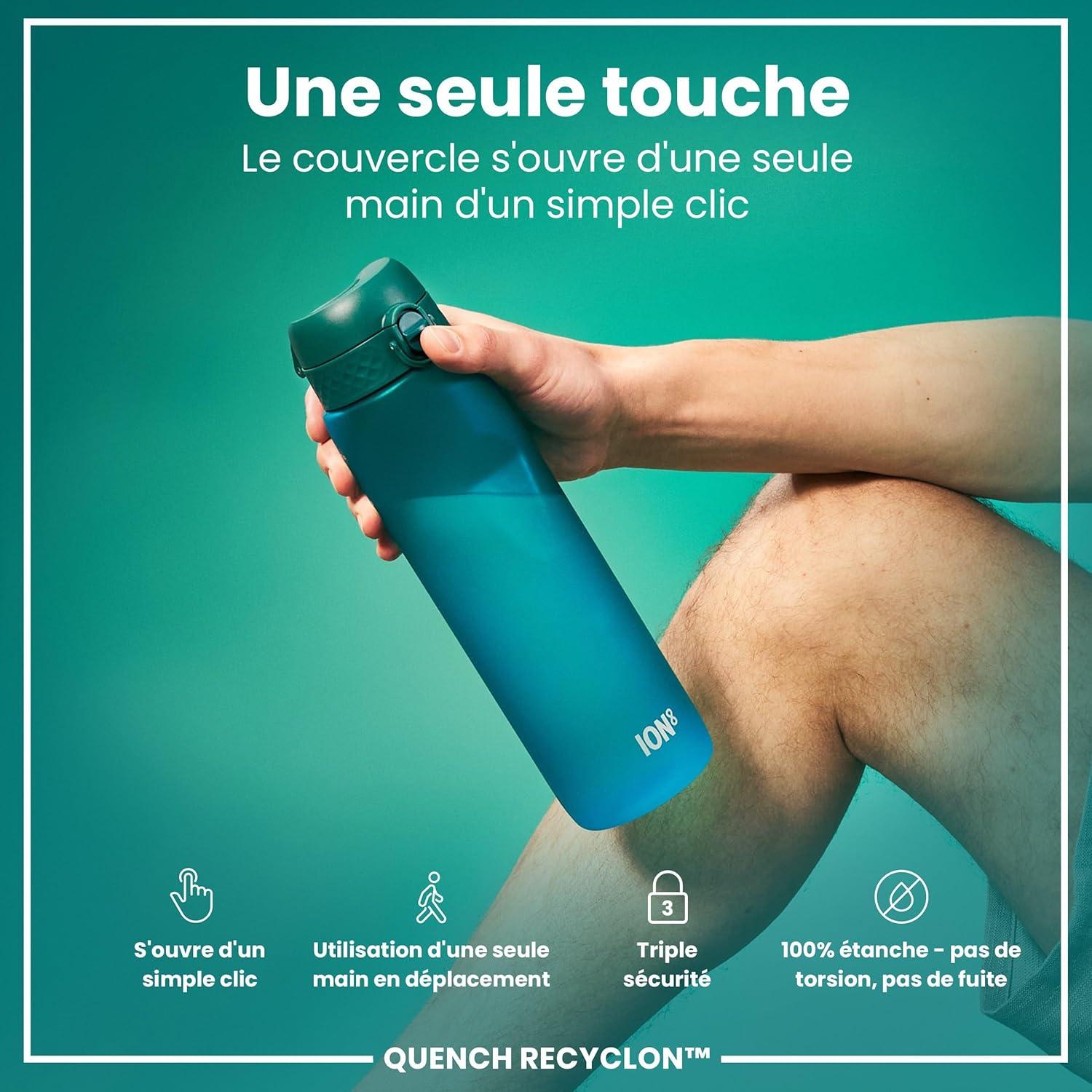 imageIon8 Gourde 1l 1000ml AntiFuite Facile Ouvrir Verrouillage Scuris Poigne de Transport Lavable en Lavevaisselle Sans BPA Idale pour le Sport et la Salle de Sport Violet ClairAqua
