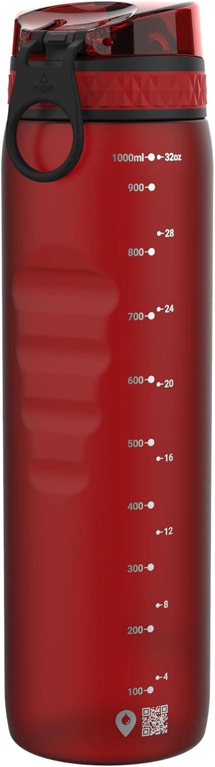 imageIon8 Gourde 1l 1000ml AntiFuite Facile Ouvrir Verrouillage Scuris Poigne de Transport Lavable en Lavevaisselle Sans BPA Idale pour le Sport et la Salle de Sport Violet ClairRouge Glacial